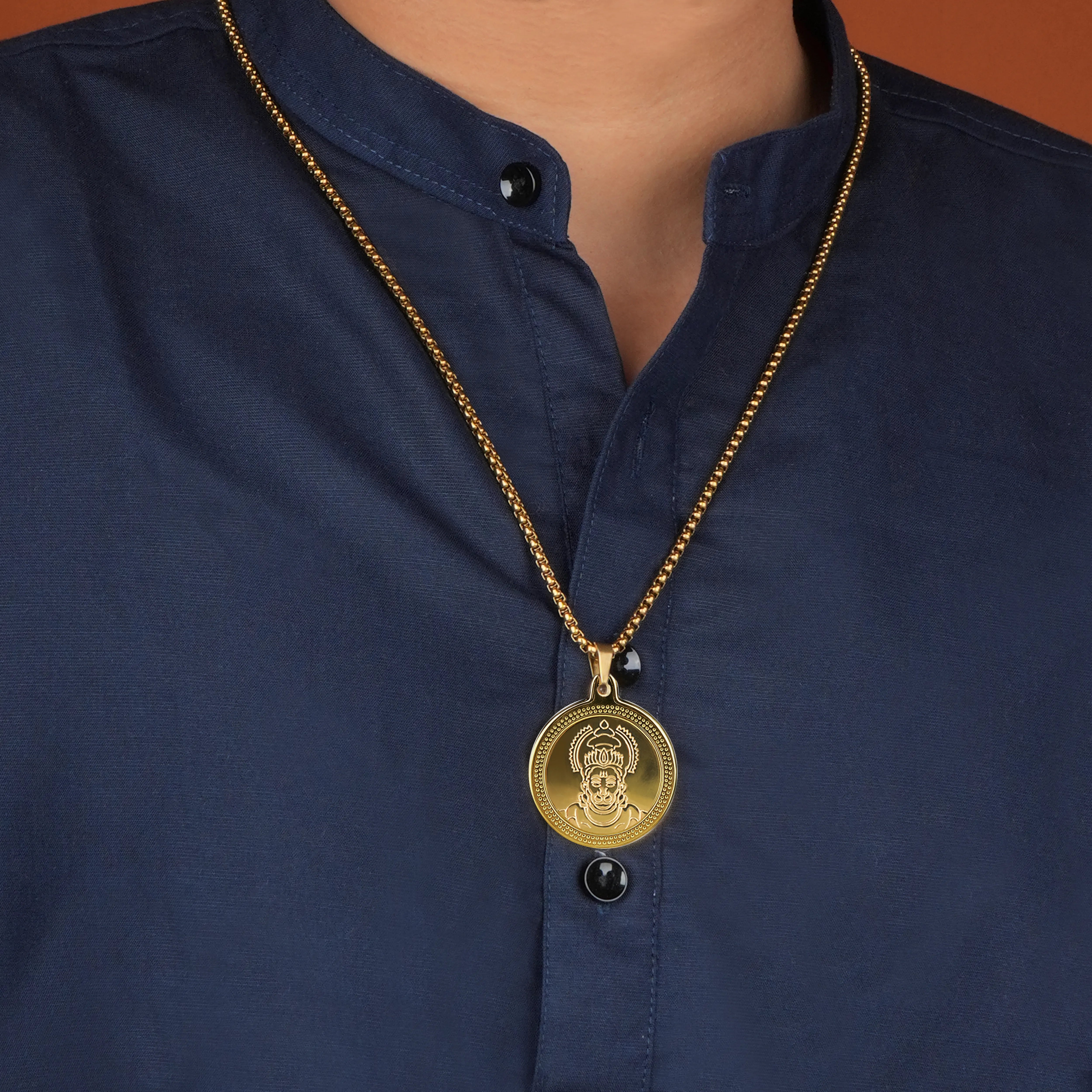 Hanuman Ji Gold Plated Pendant & Chain Set