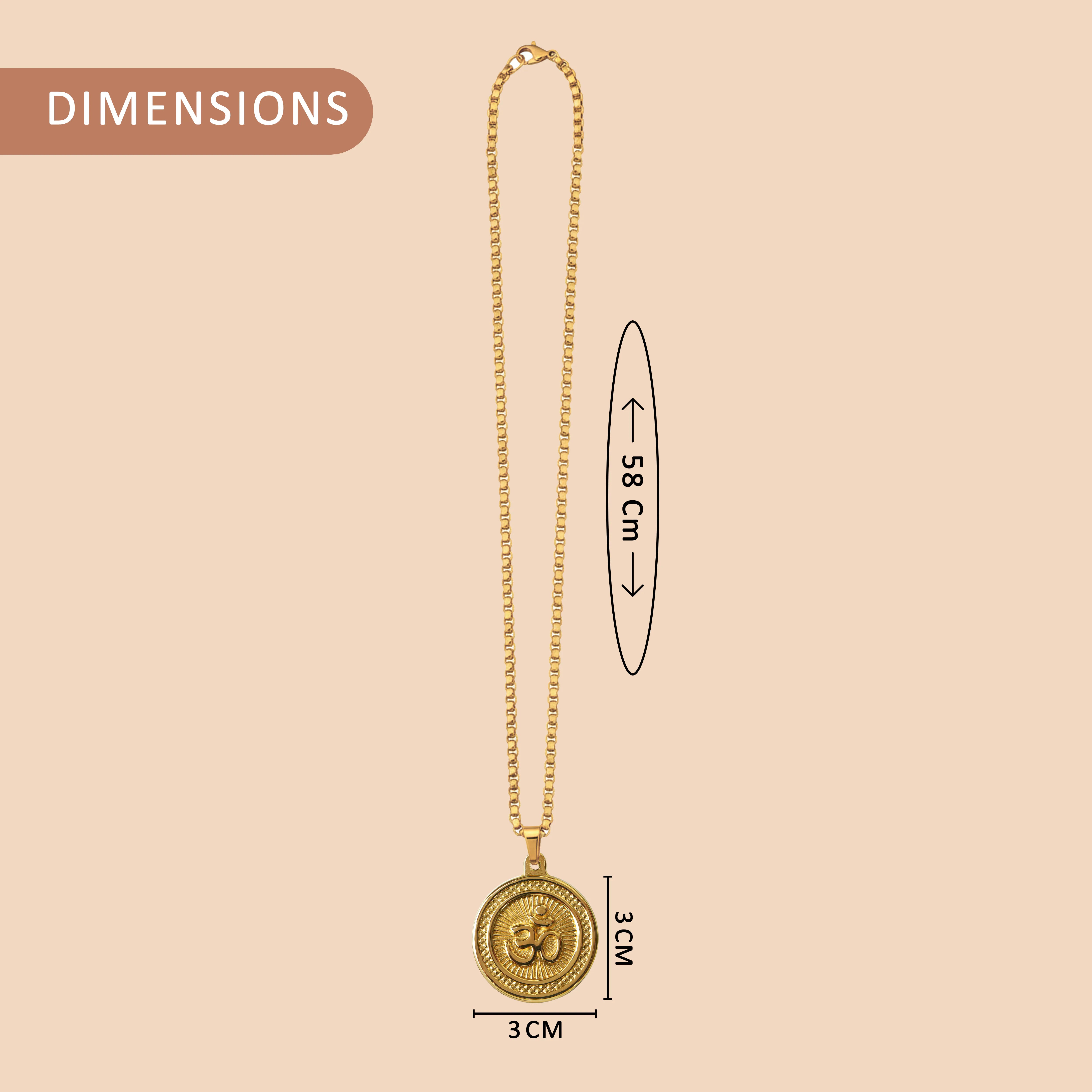 Om Gold Plated Pendant & Chain Set