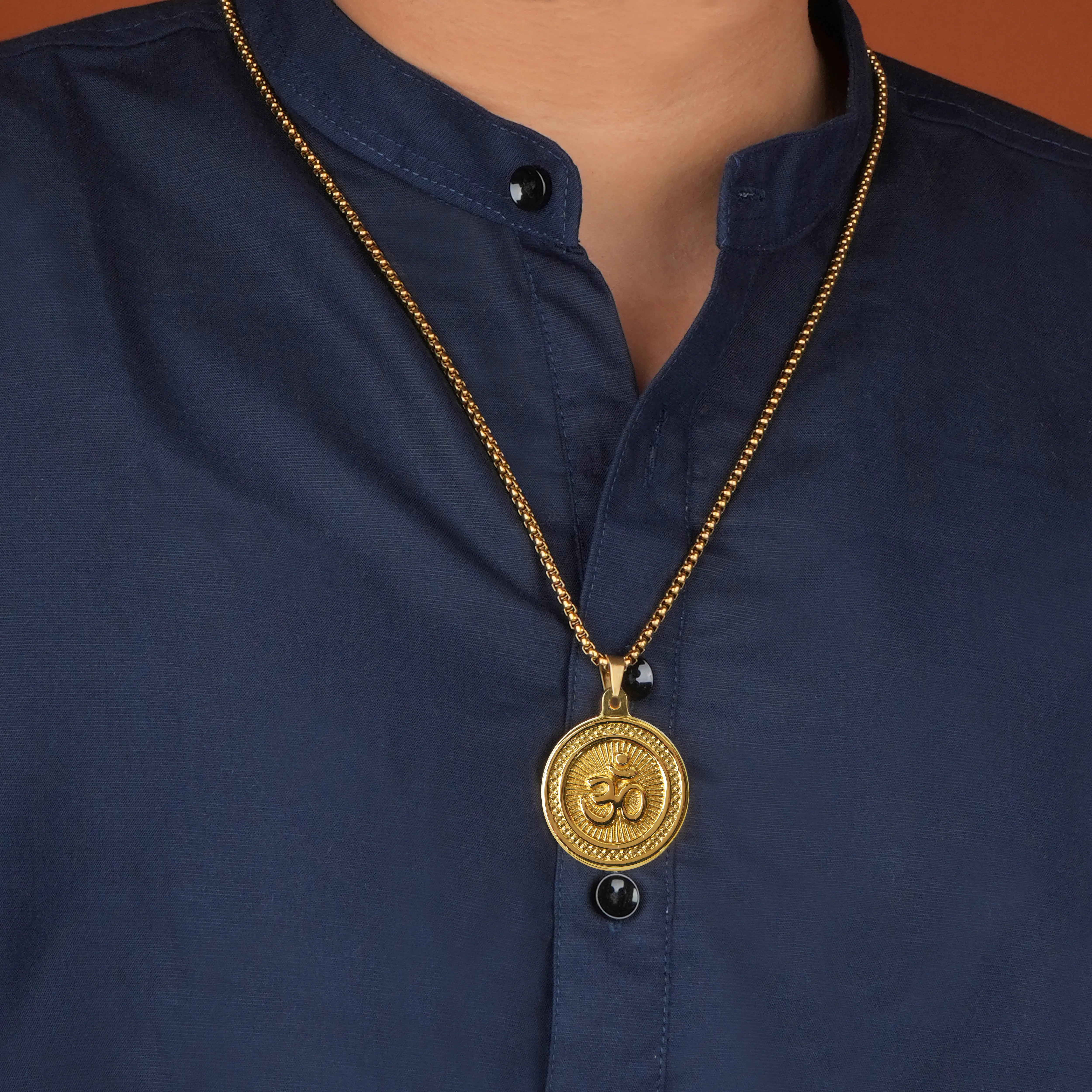 Om Gold Plated Pendant & Chain Set