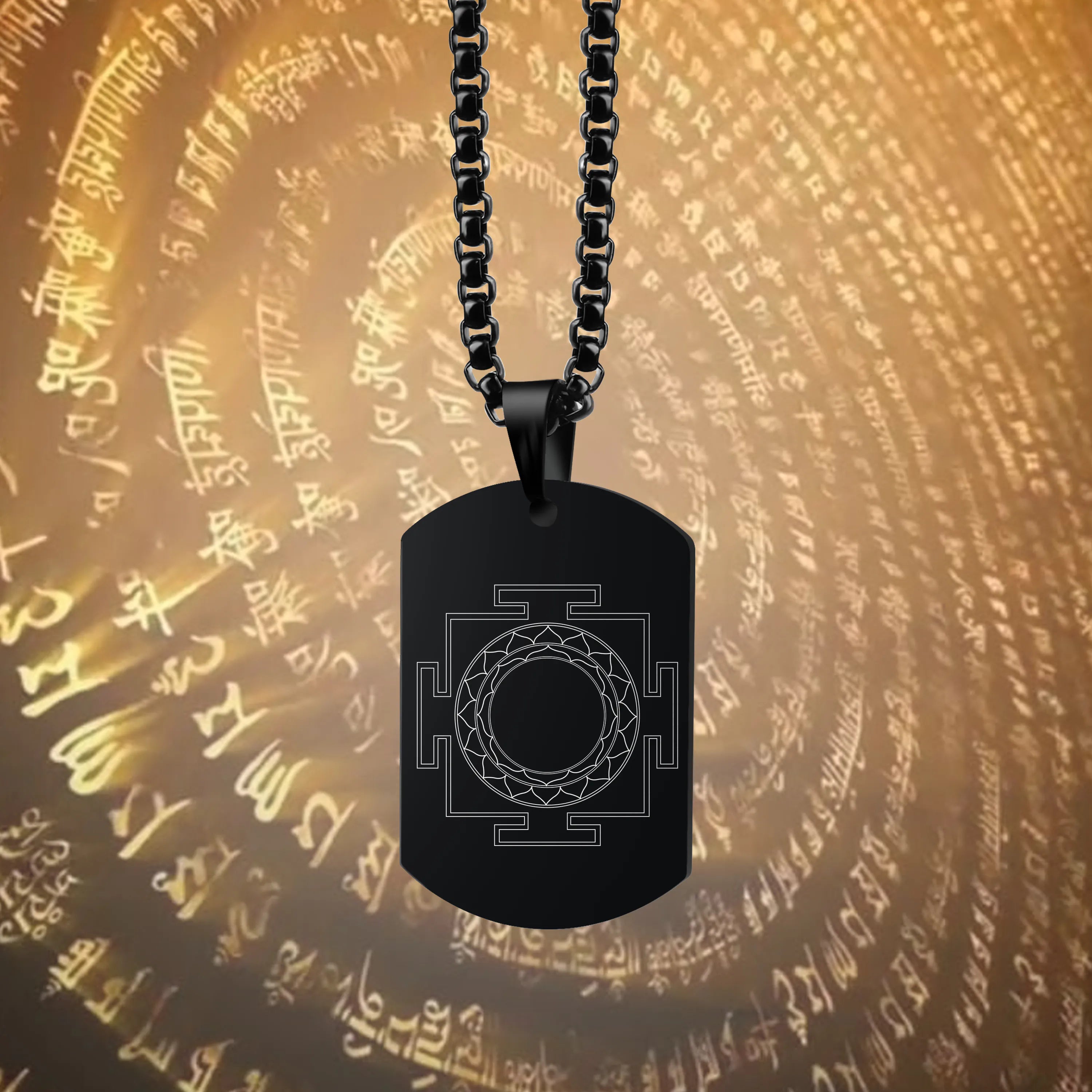 Dhanyantra Black Stainless Steel Pendant & Chain Set
