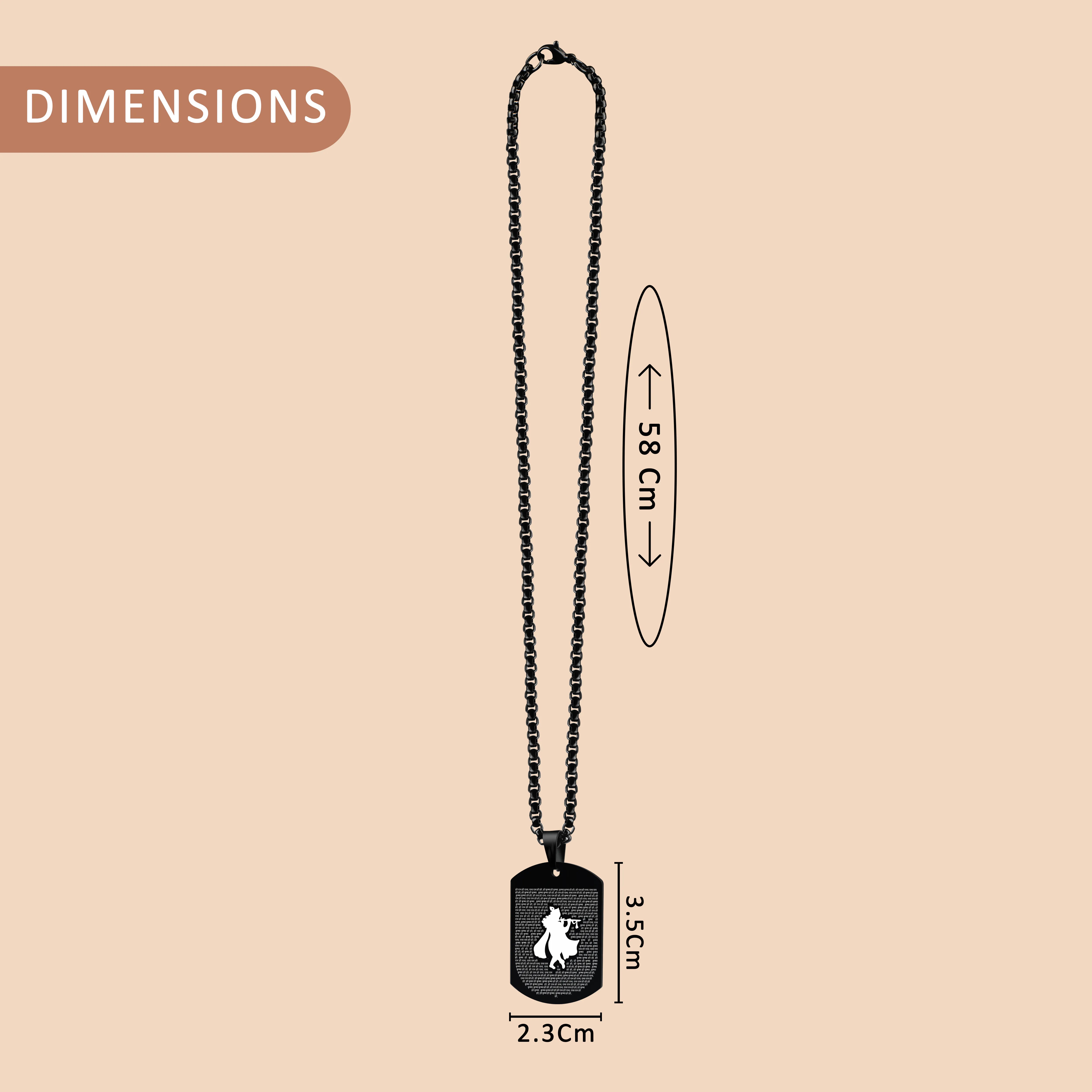 Krishna Flute Black Stainless Steel Pendant & Chain Set
