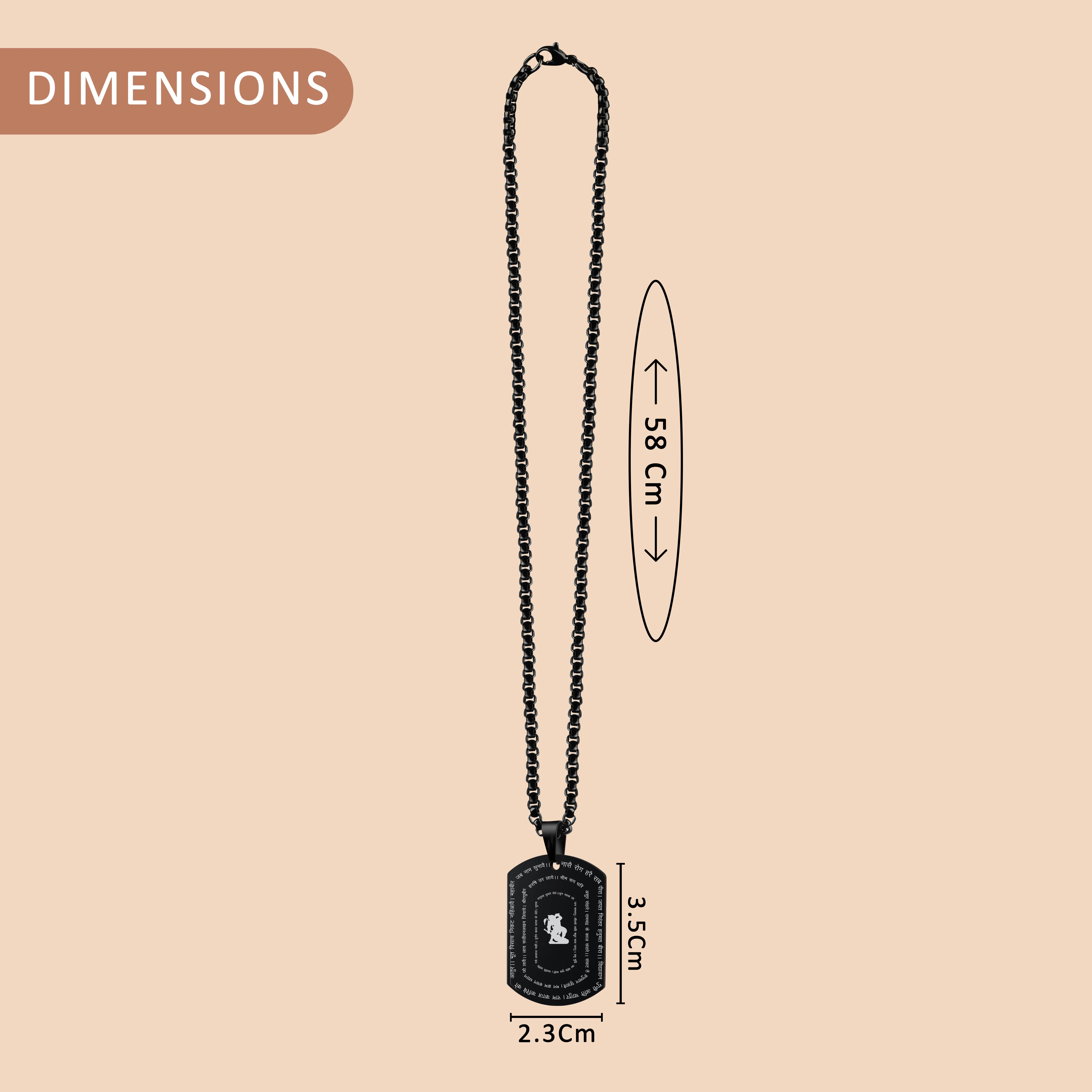 Hanuman Chalisa Black Stainless Steel Pendant & Chain Set