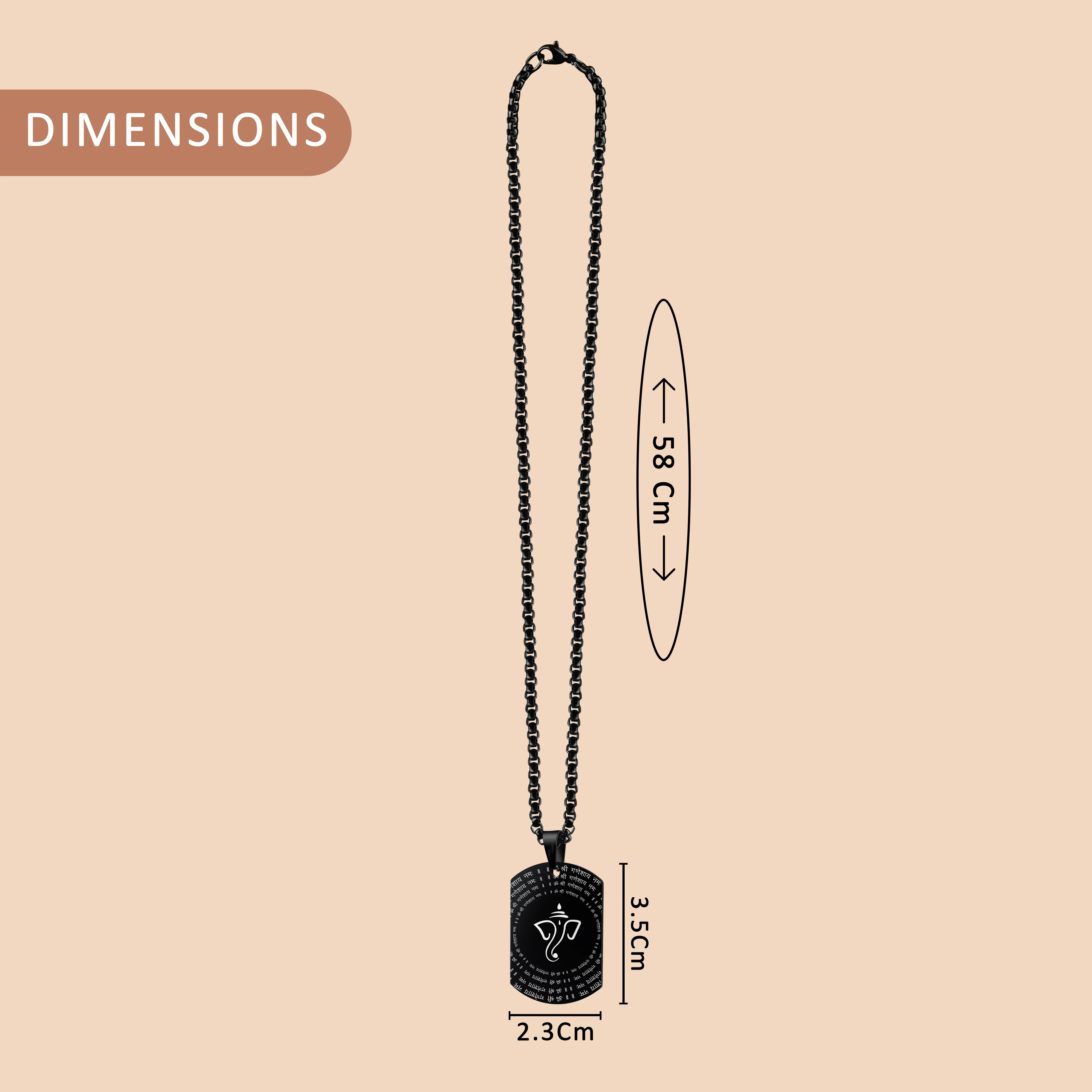Om Ganeshay Namah Black Stainless Steel Pendant & Chain Set