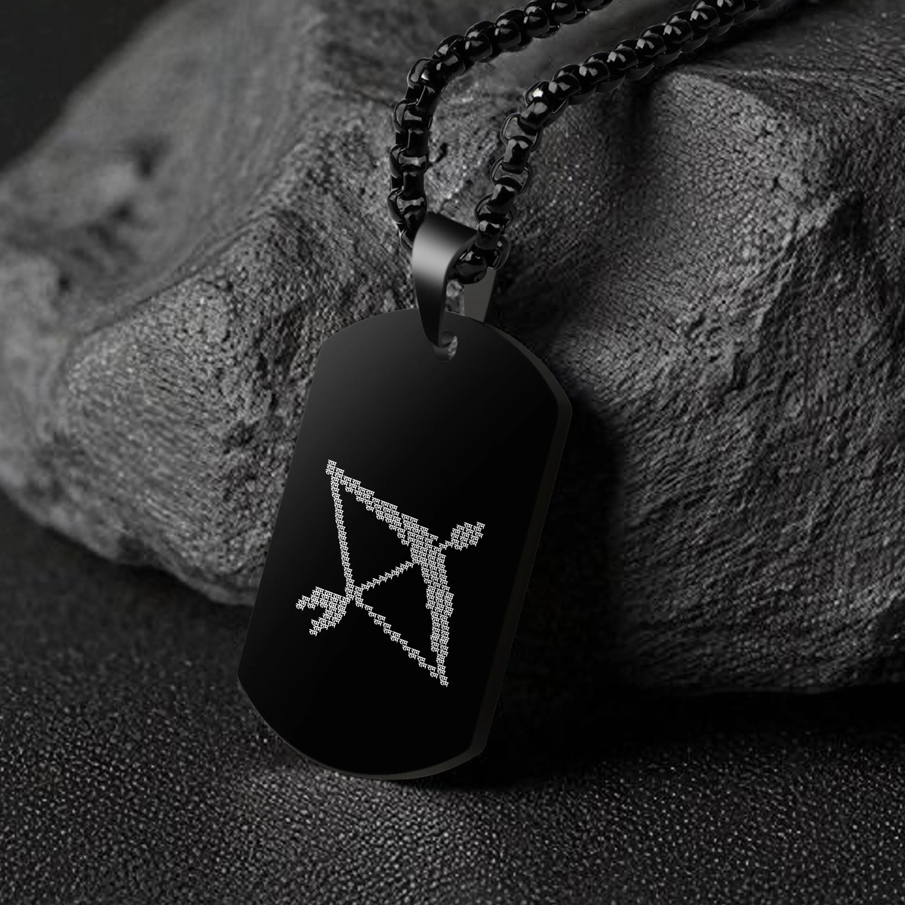 Sri Ram Dhanush Black Stainless Steel Pendant & Chain Set