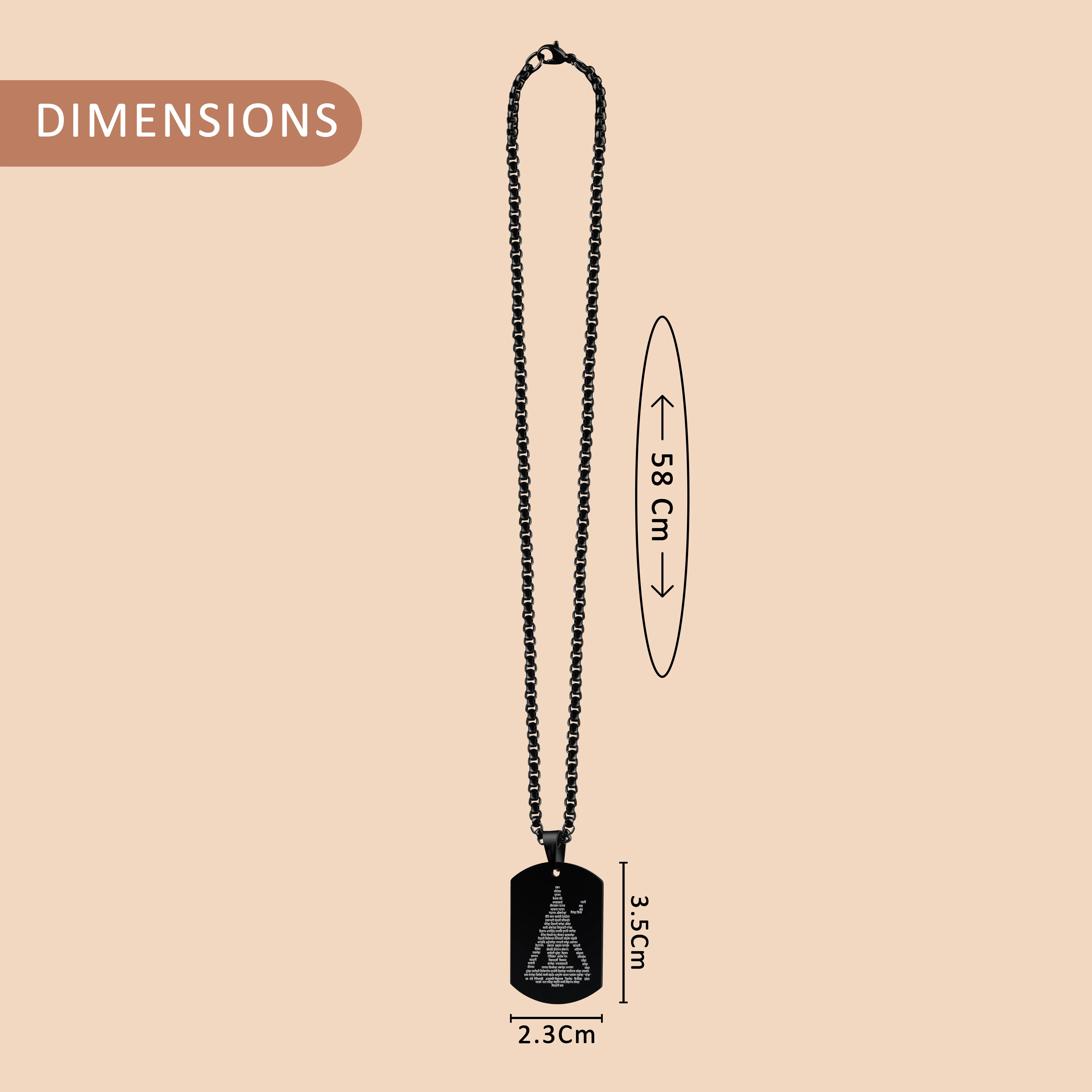 Shiva Names Black Stainless Steel Pendant & Chain Set
