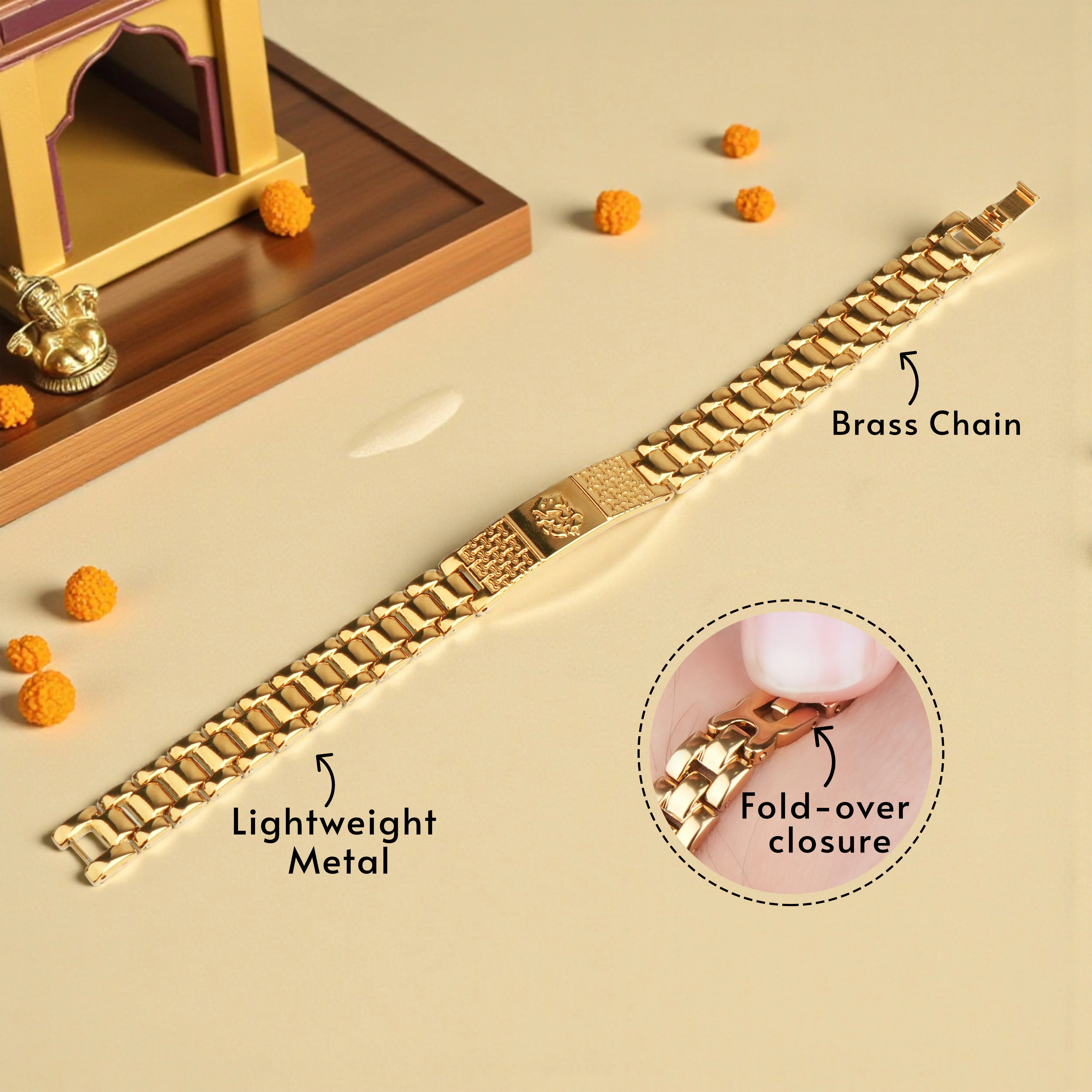 Shri Ganesha Gold Plated Spiritual Bracelet