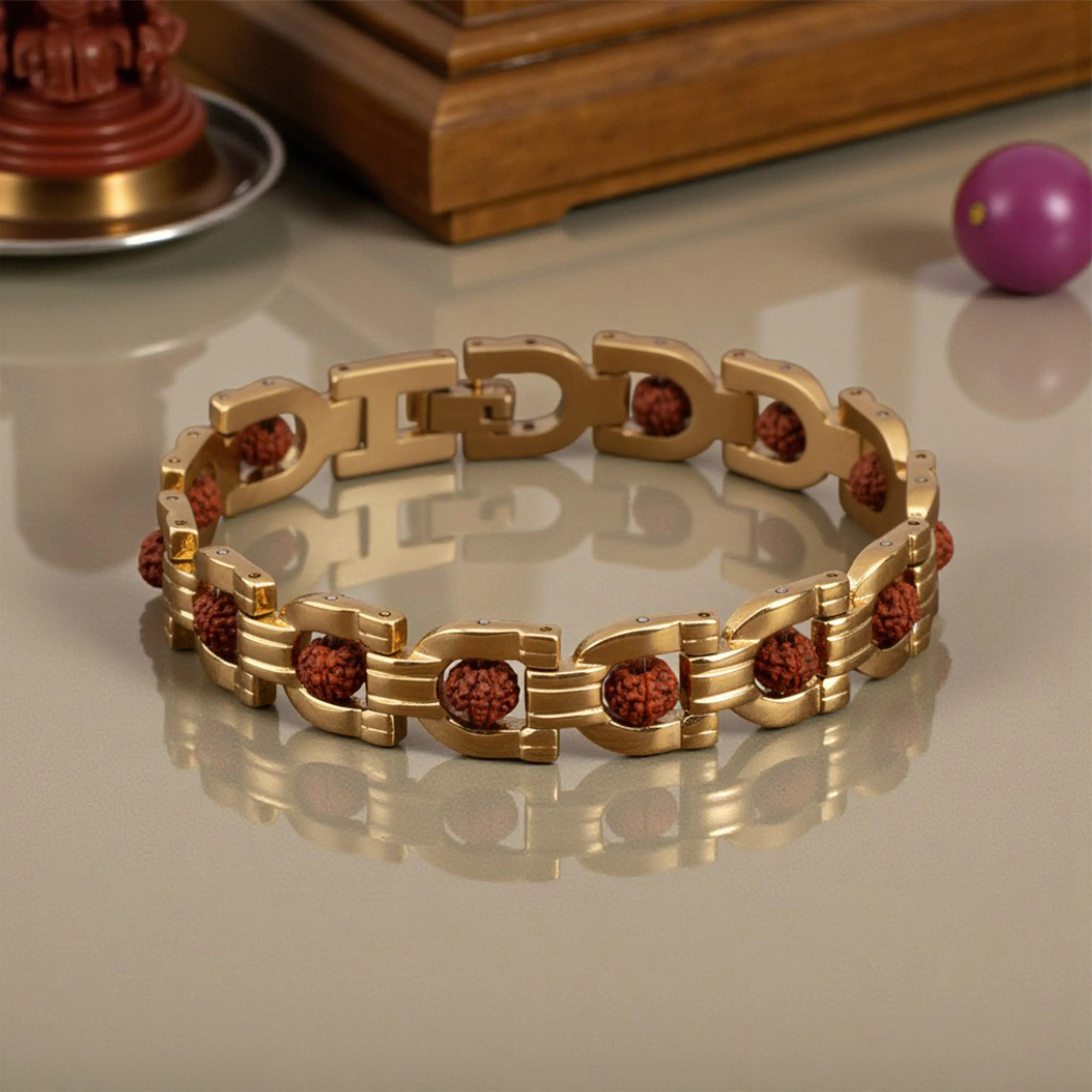 Rudraksha Arc Gold Plated Spiritual Bracelet