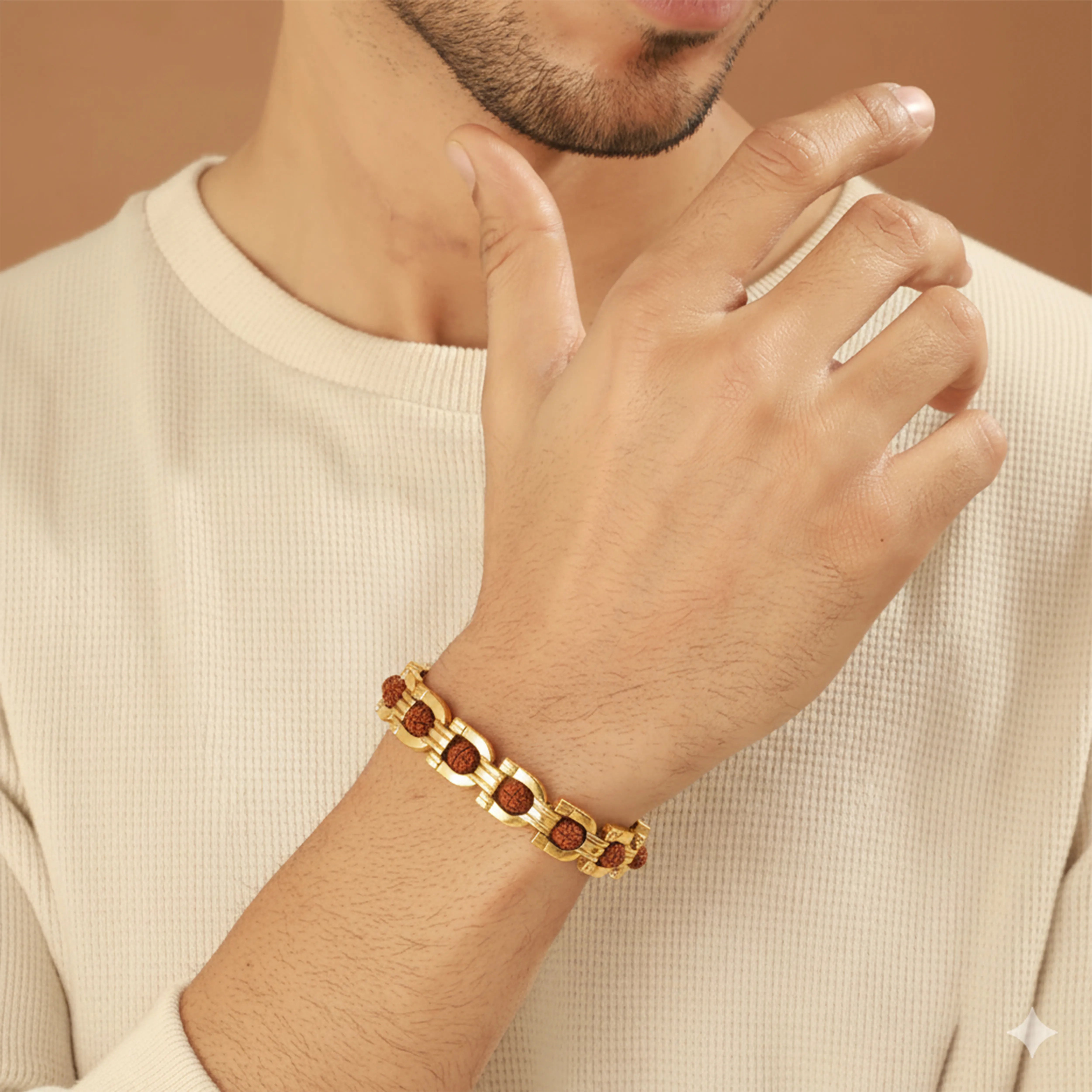 Rudraksha Arc Gold Plated Spiritual Bracelet