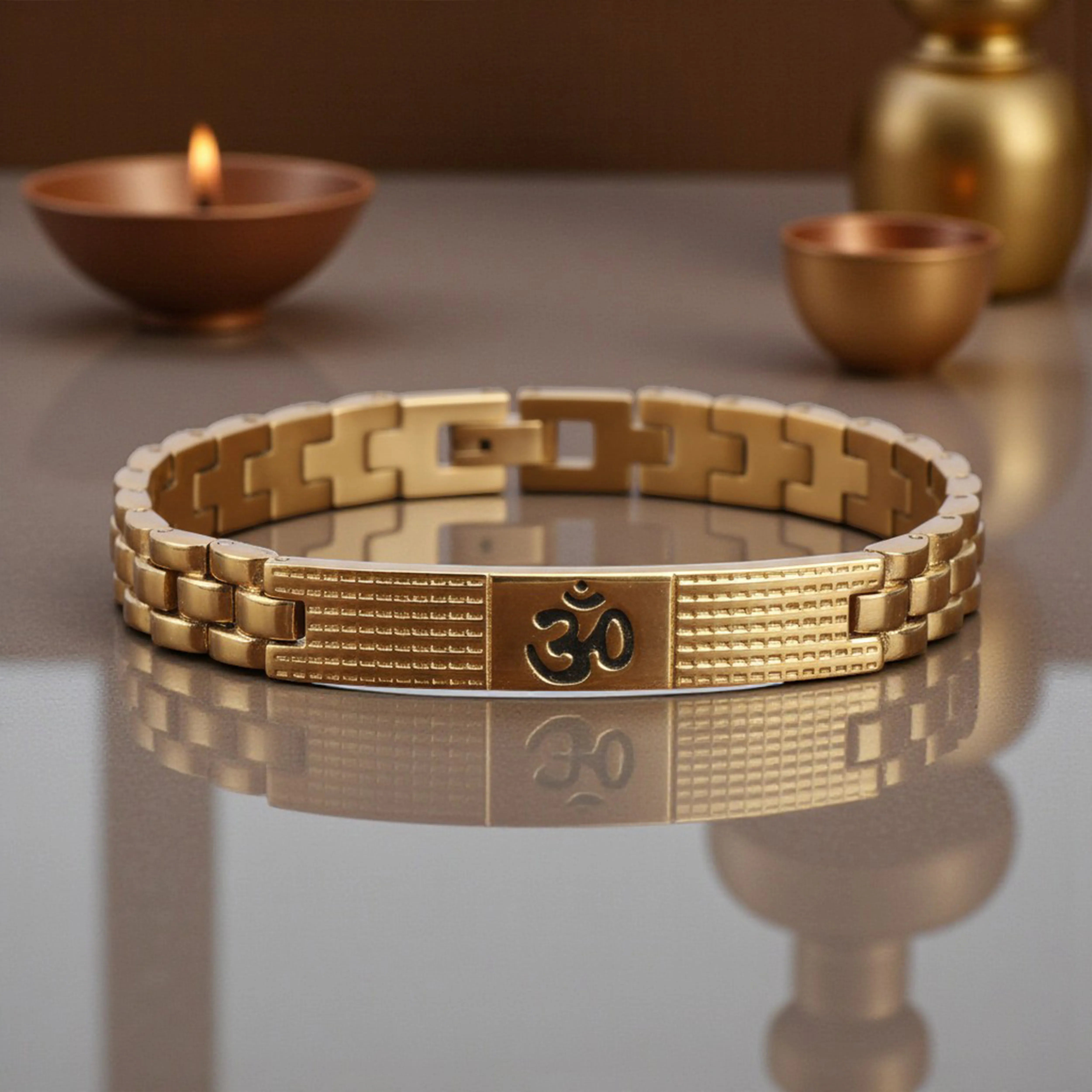 Om Shakti Gold Plated Spiritual Bracelet