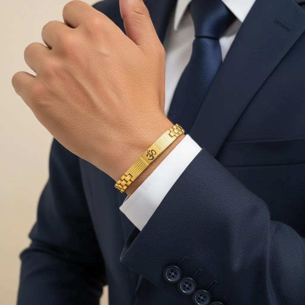 Om Shakti Gold Plated Spiritual Bracelet