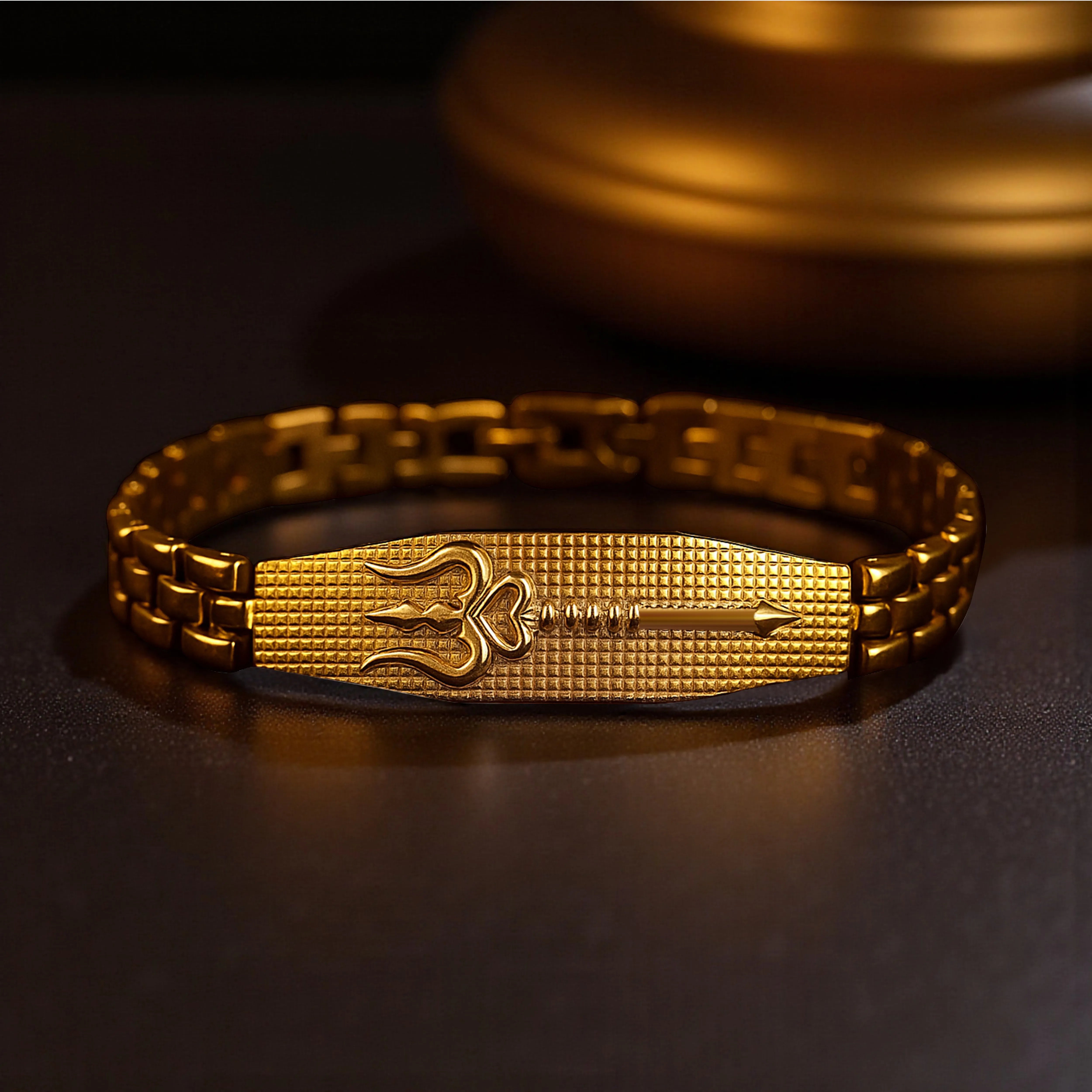 Shiva Trishul Gold Plated Spiritual Bracelet