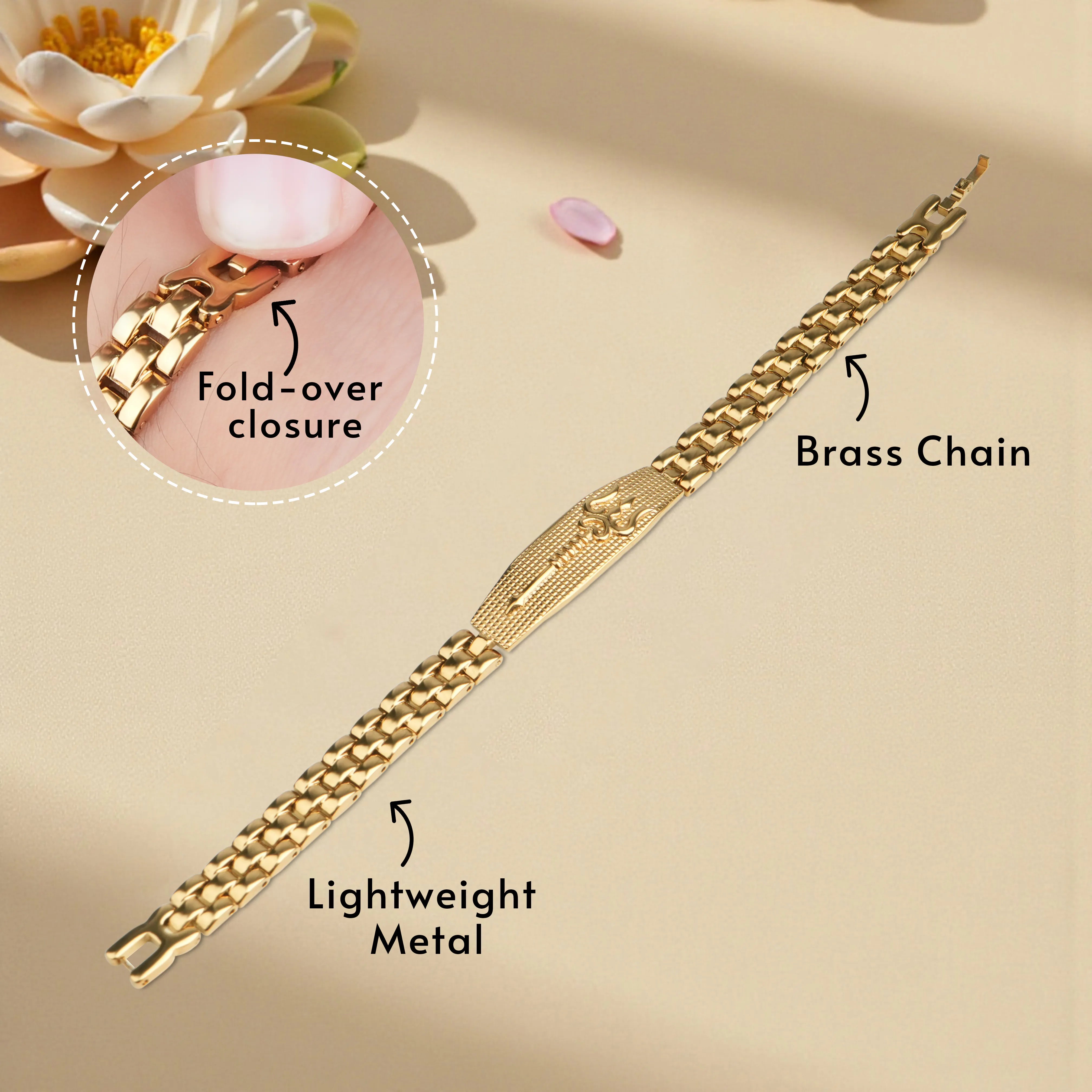 Shiva Trishul Gold Plated Spiritual Bracelet