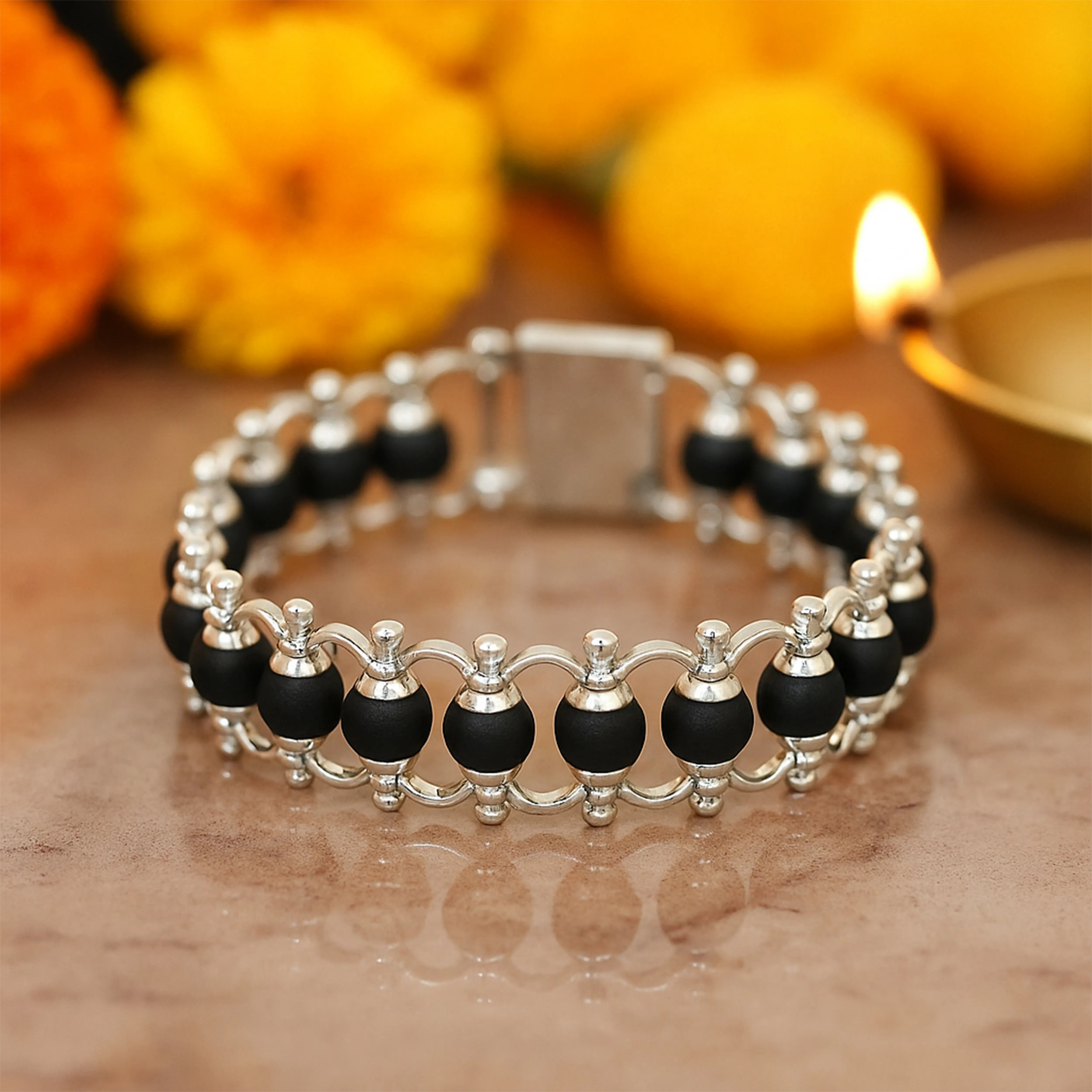 Silver Plated Karungali Bracelet