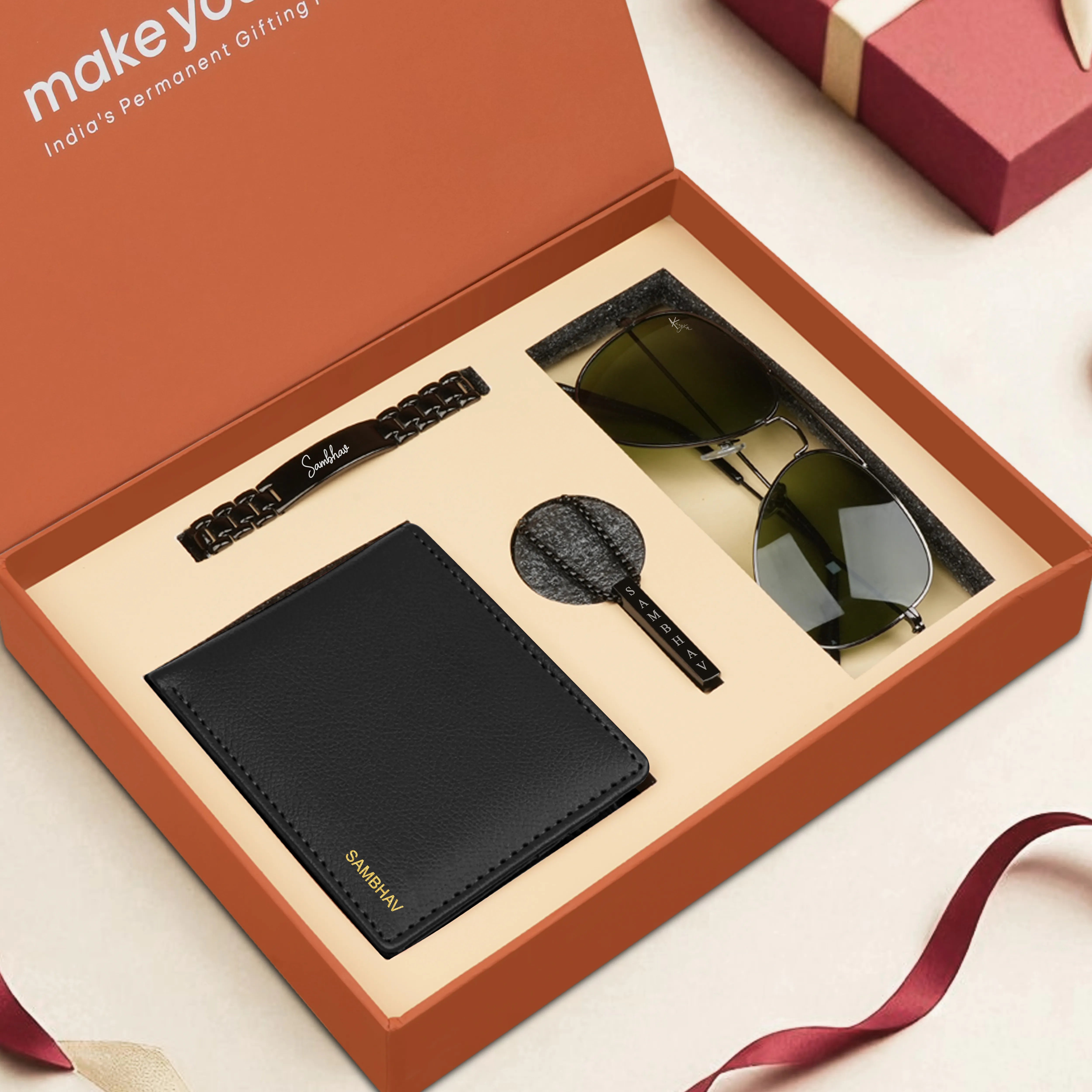 Personalized Wallet, Bracelet, Necklace & Sunglasses Gift Set