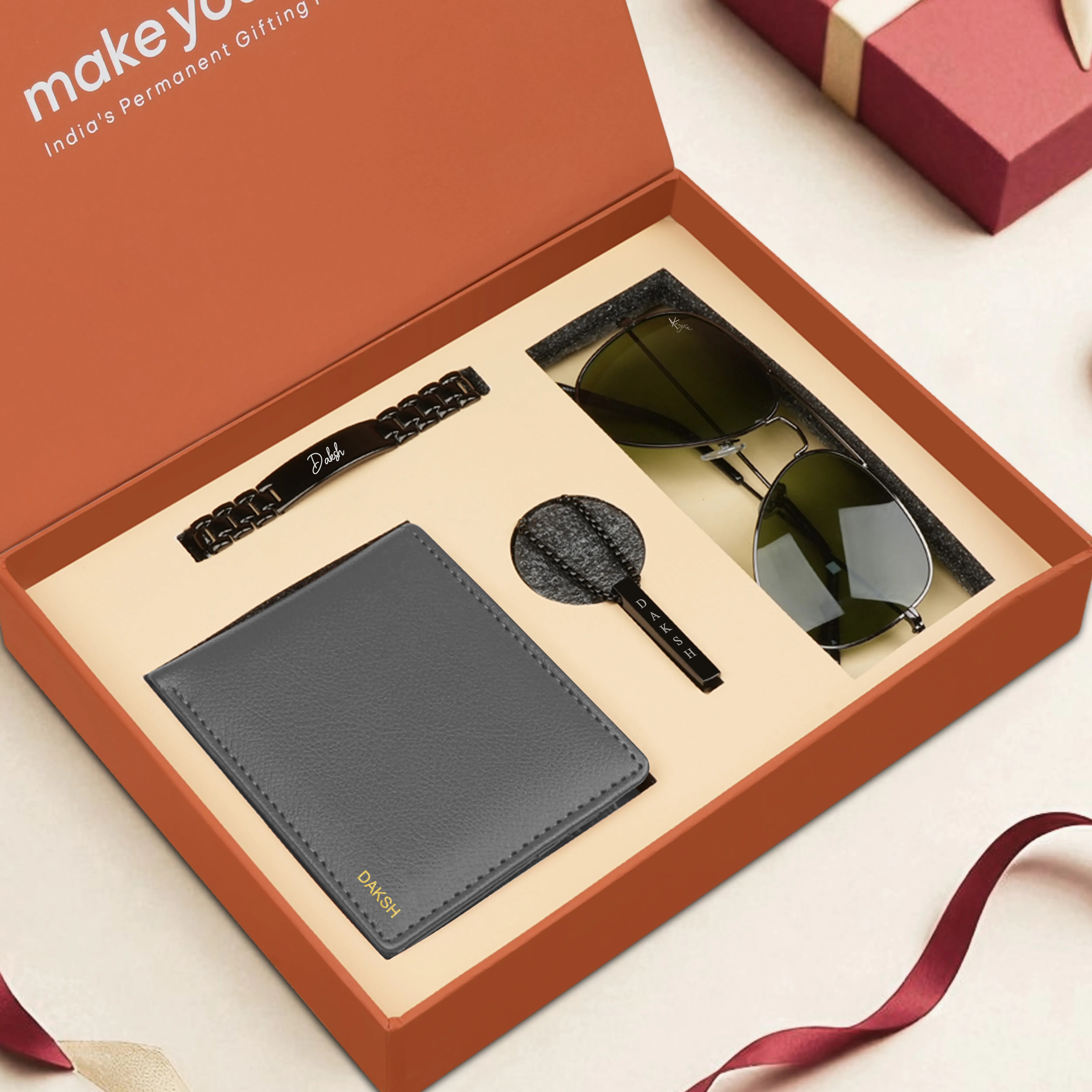 Personalized Wallet, Bracelet, Necklace & Sunglasses Gift Set