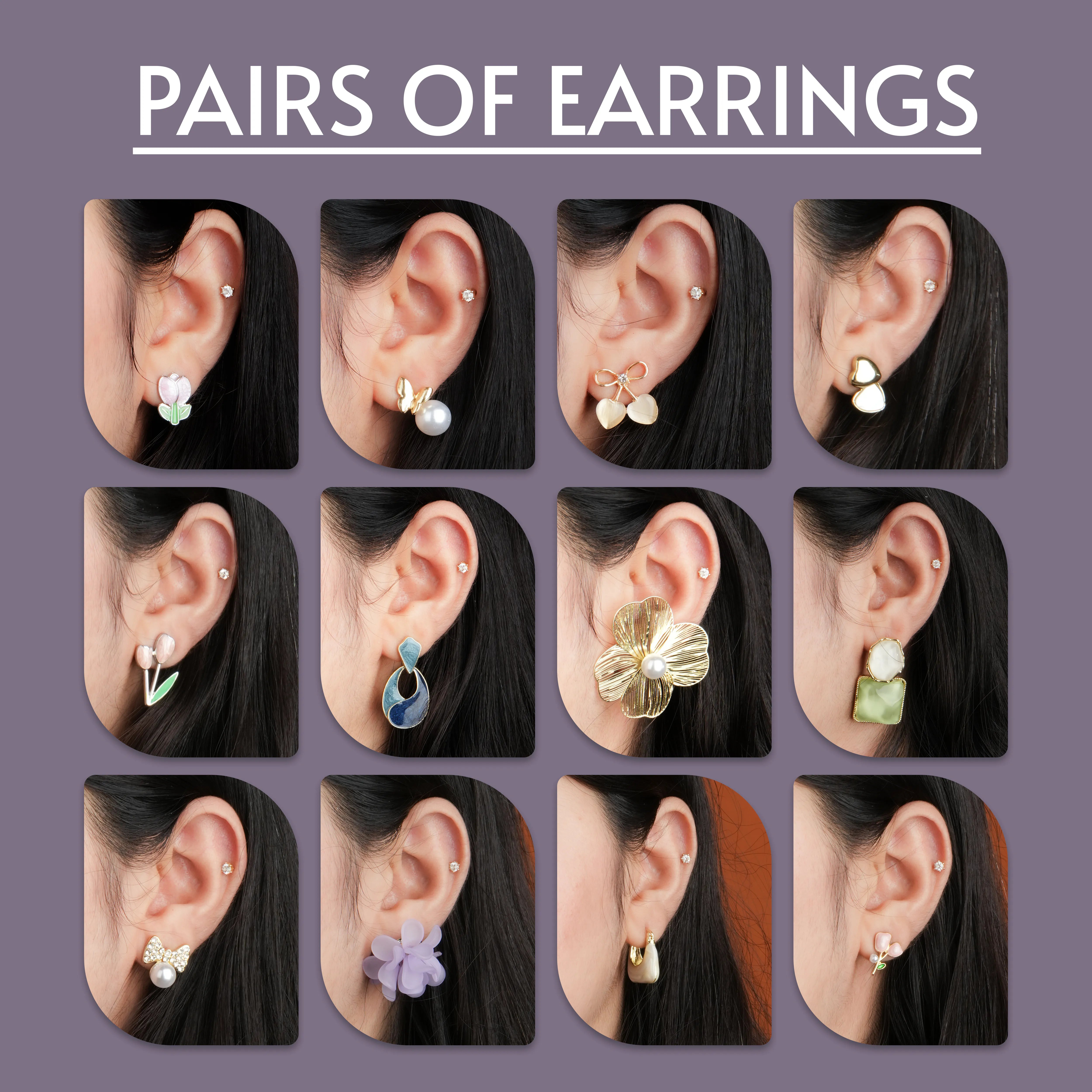 Her Little Joys Set Of 12 Oxidized Designer Earrings With Jewelry Box