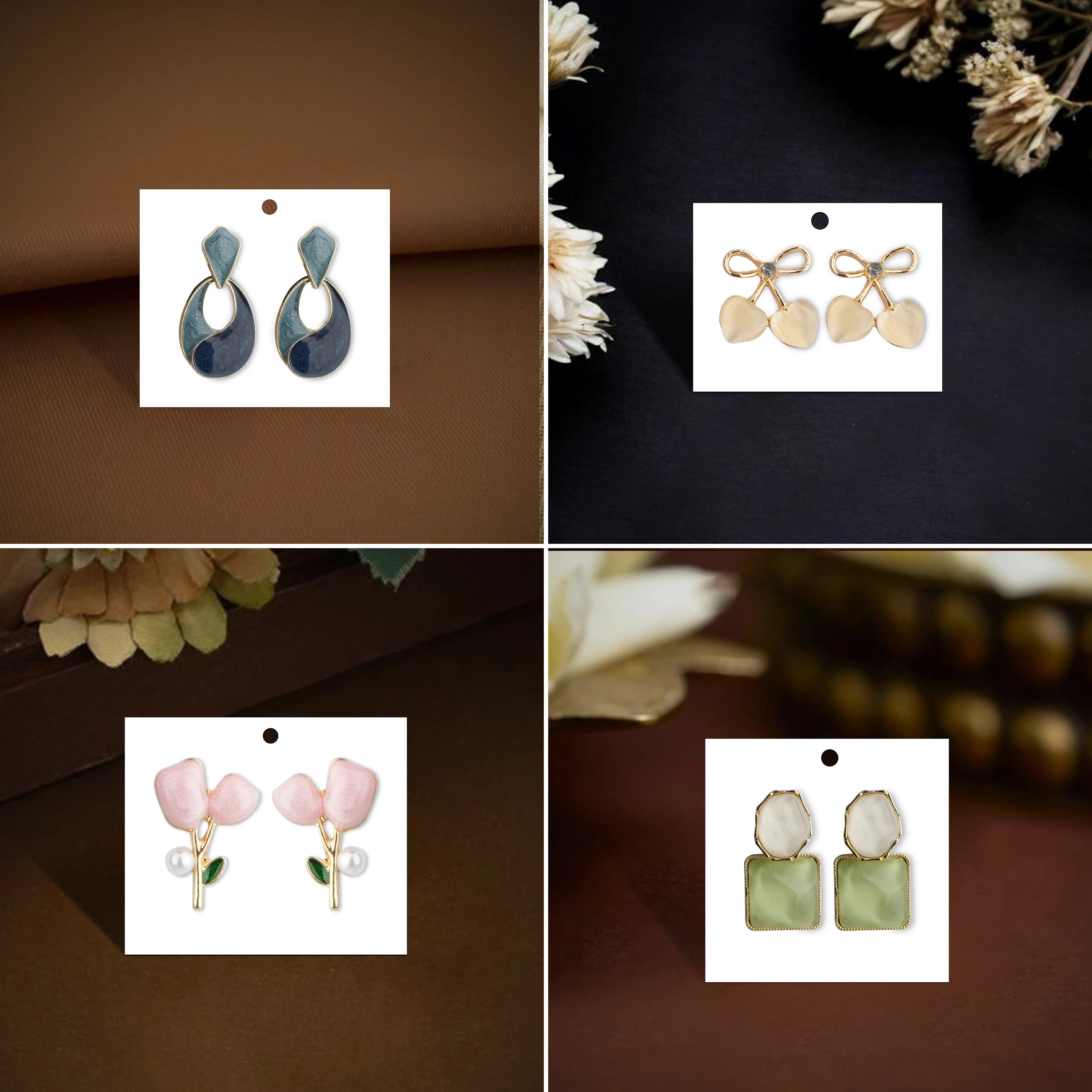 Her Little Joys Set Of 12 Oxidized Designer Earrings With Jewelry Box