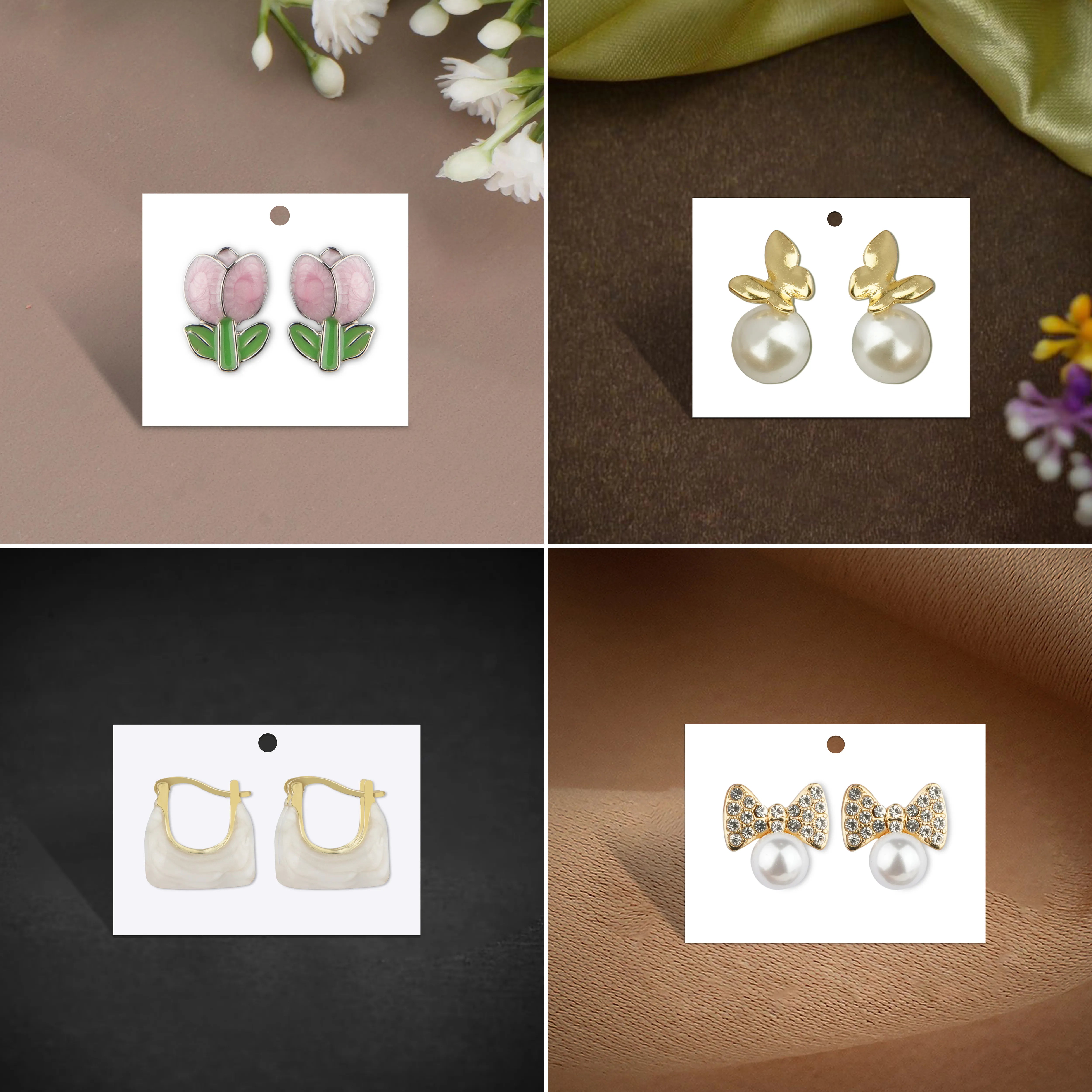 Her Little Joys Set Of 12 Oxidized Designer Earrings With Jewelry Box