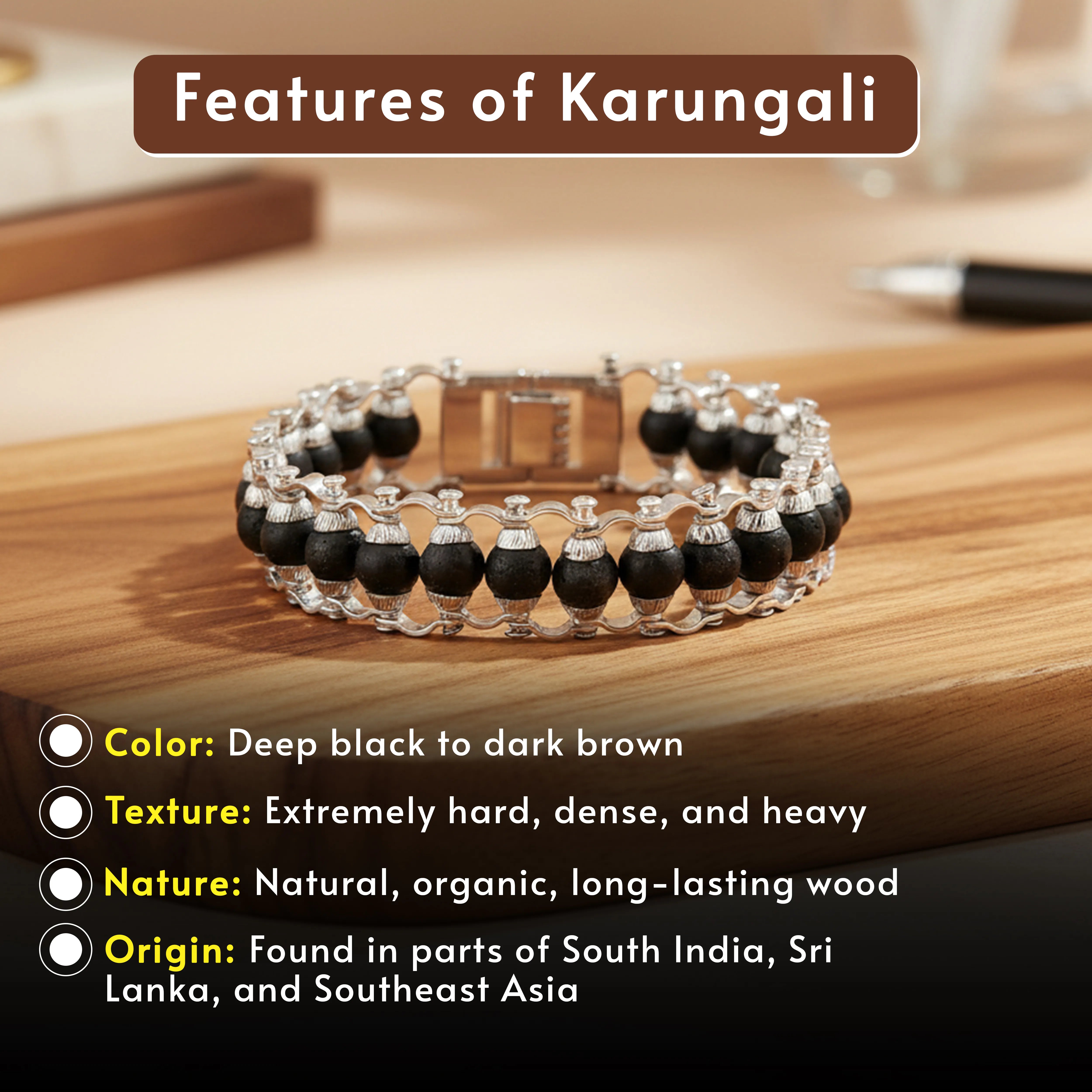 Silver Plated Karungali Bracelet
