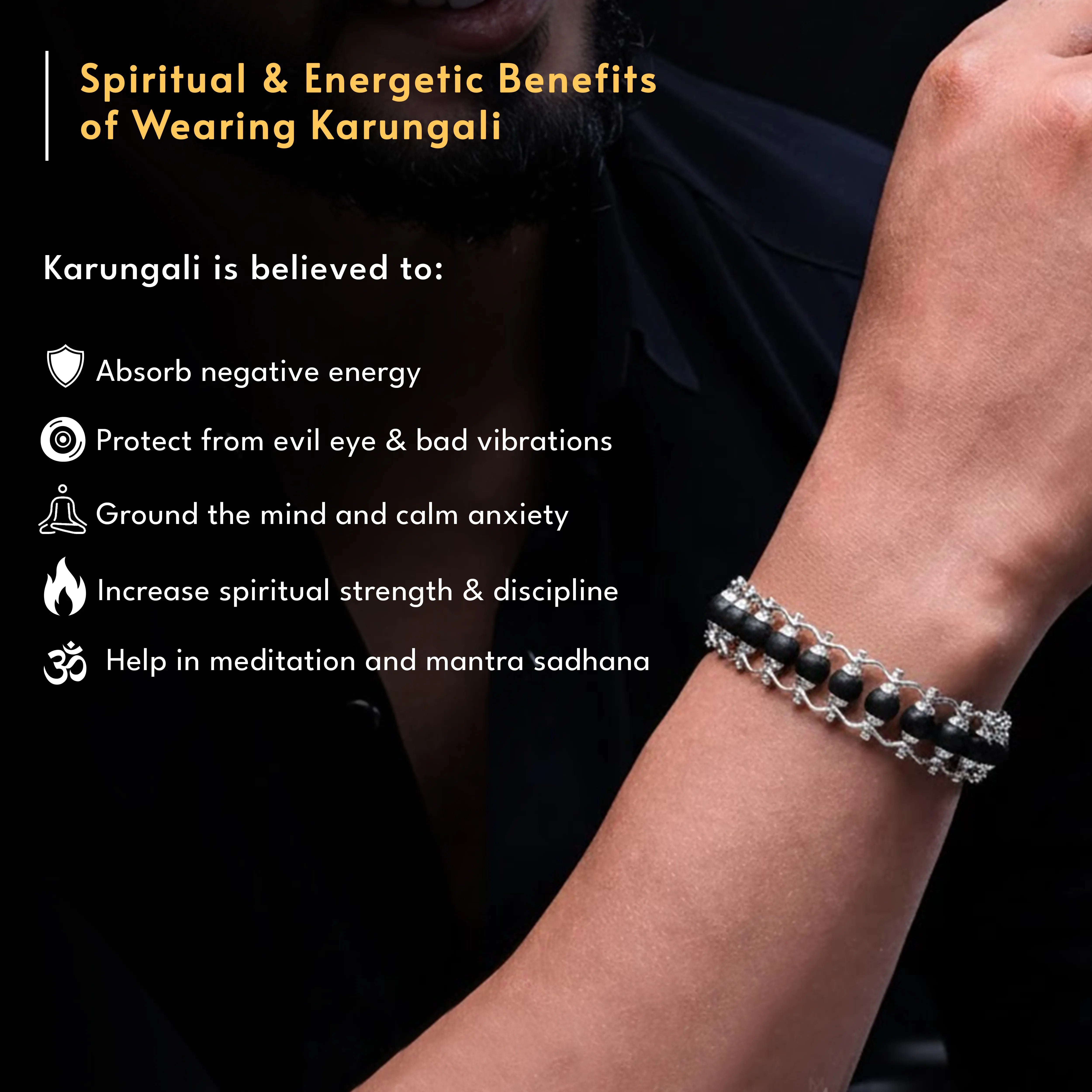 Silver Plated Karungali Bracelet