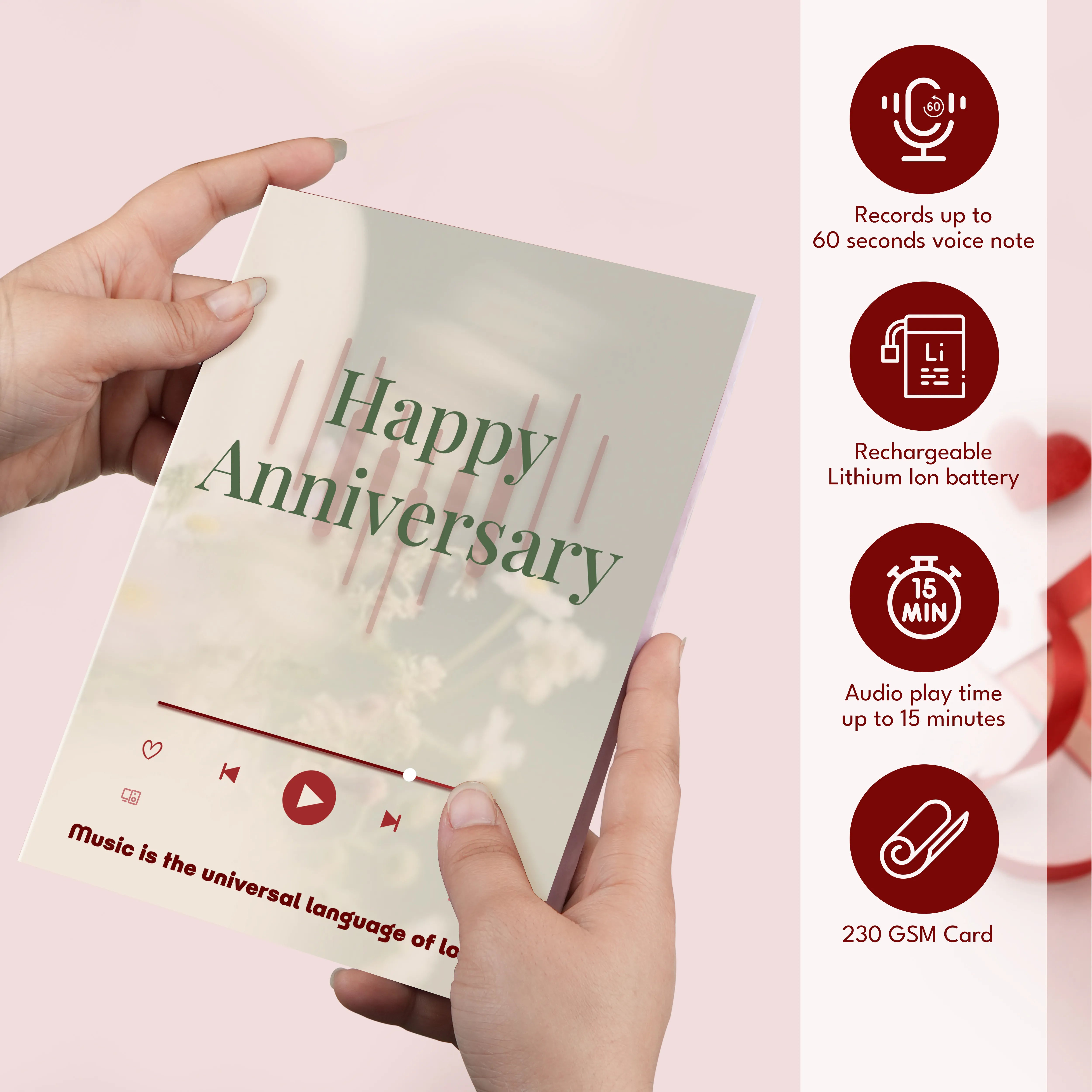 Personalized Happy Anniversary Audio Greeting Card
