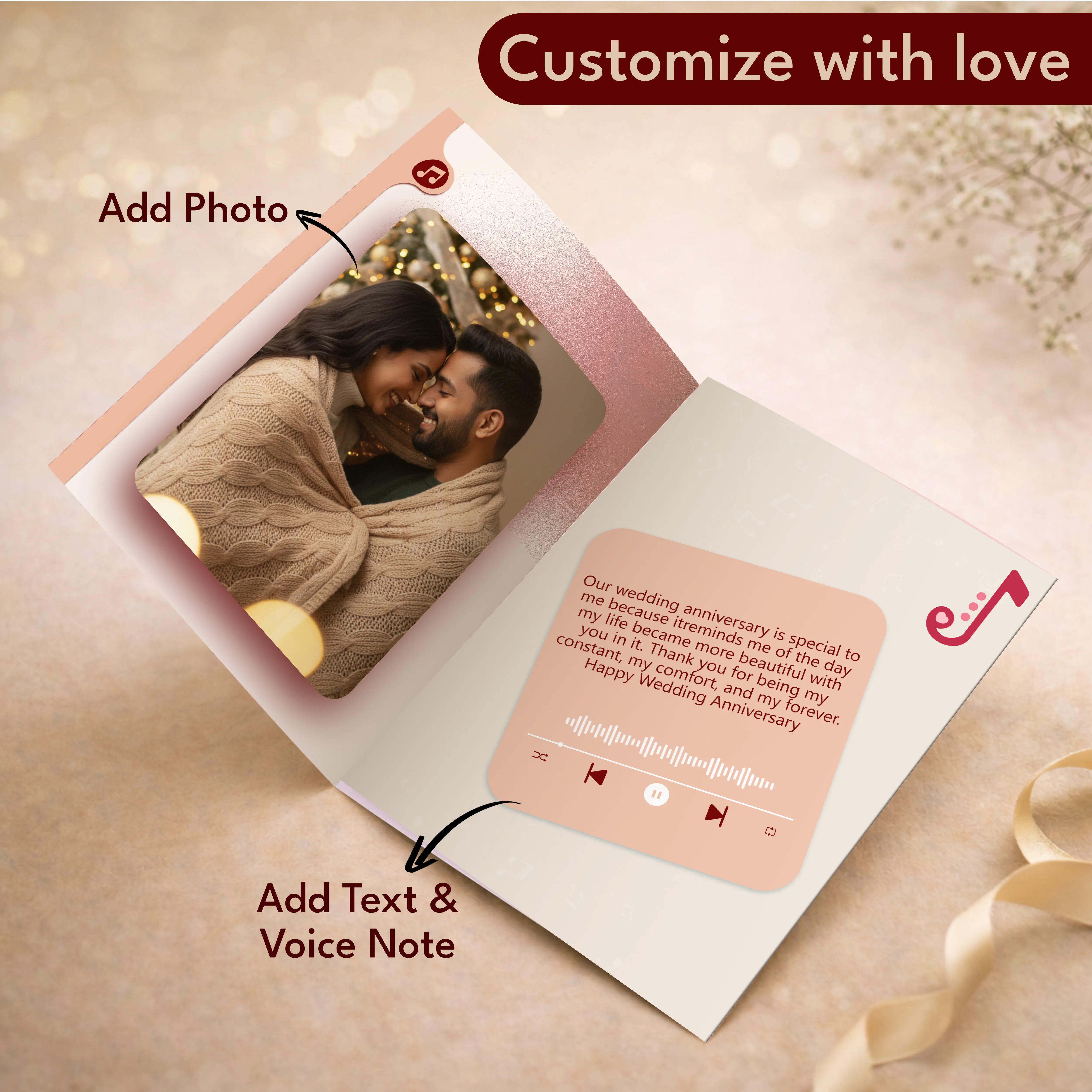 Personalized Happy Anniversary Audio Greeting Card
