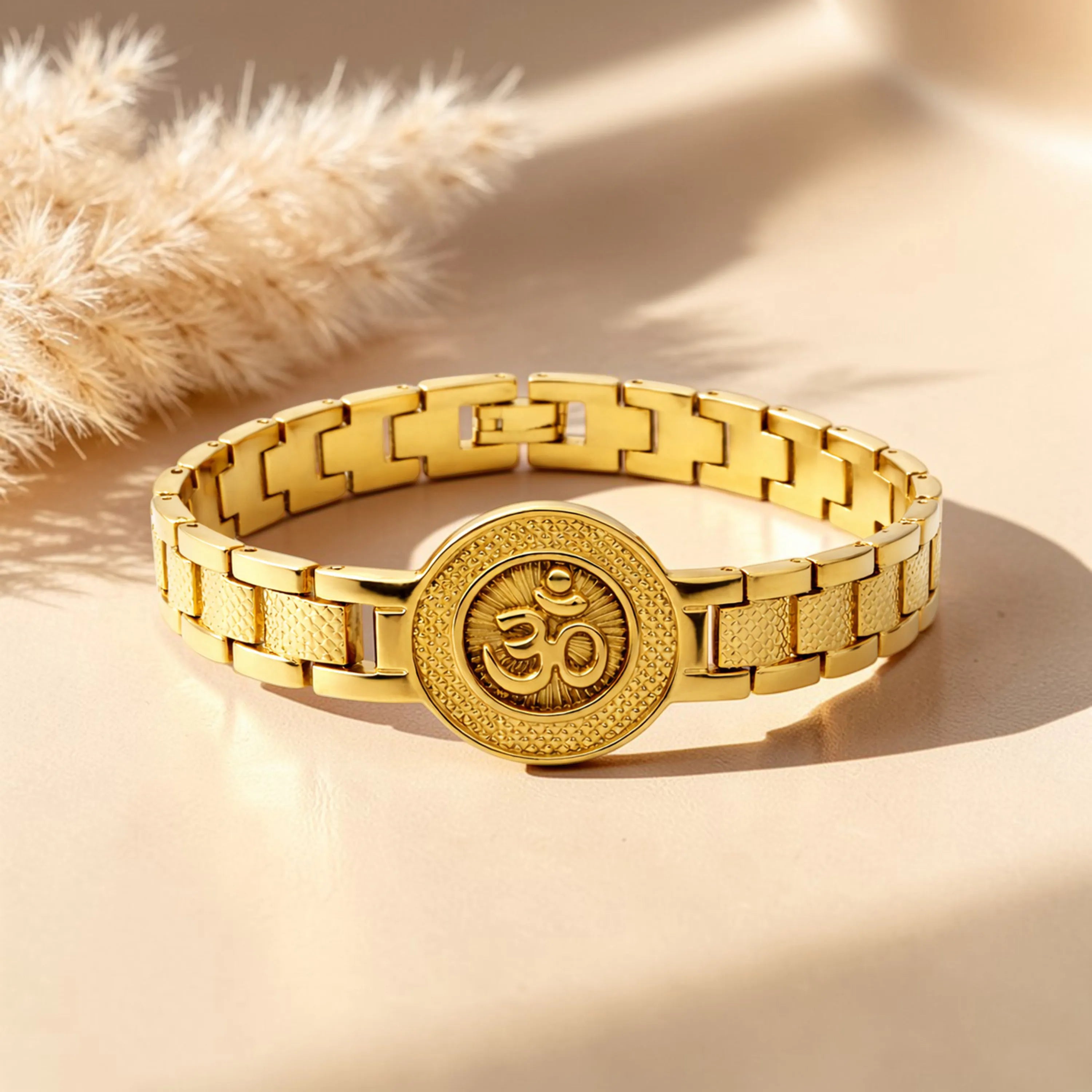 Eternal Om Harmony Gold Plated Spiritual Bracelet