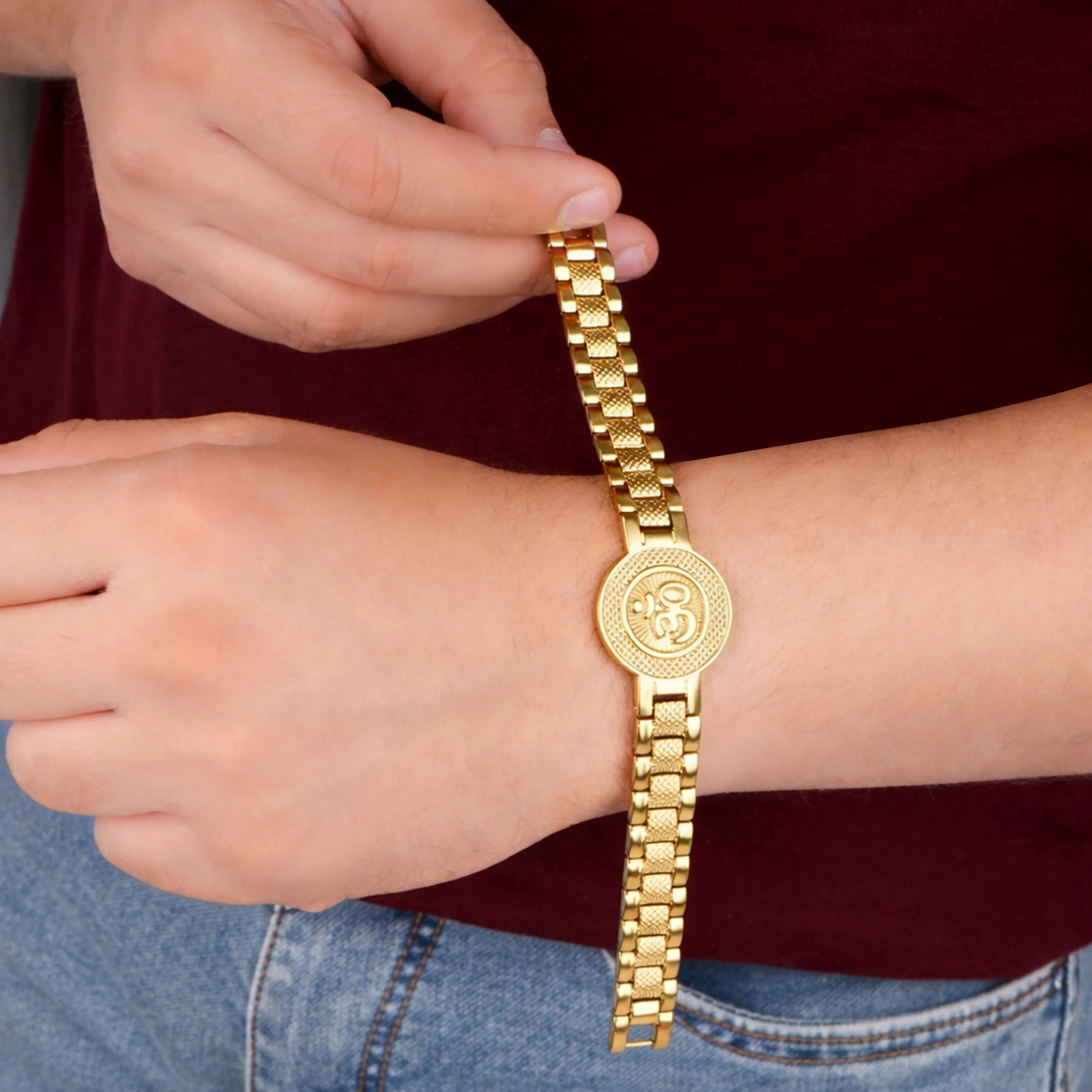 Eternal Om Harmony Gold Plated Spiritual Bracelet