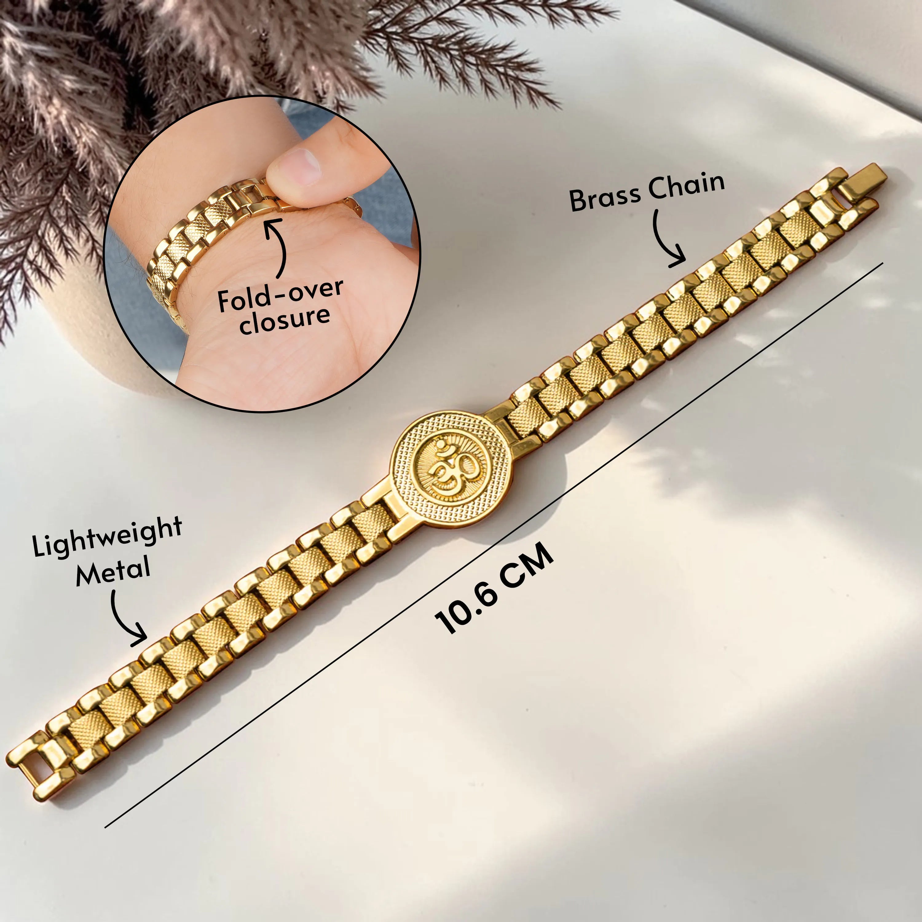 Eternal Om Harmony Gold Plated Spiritual Bracelet