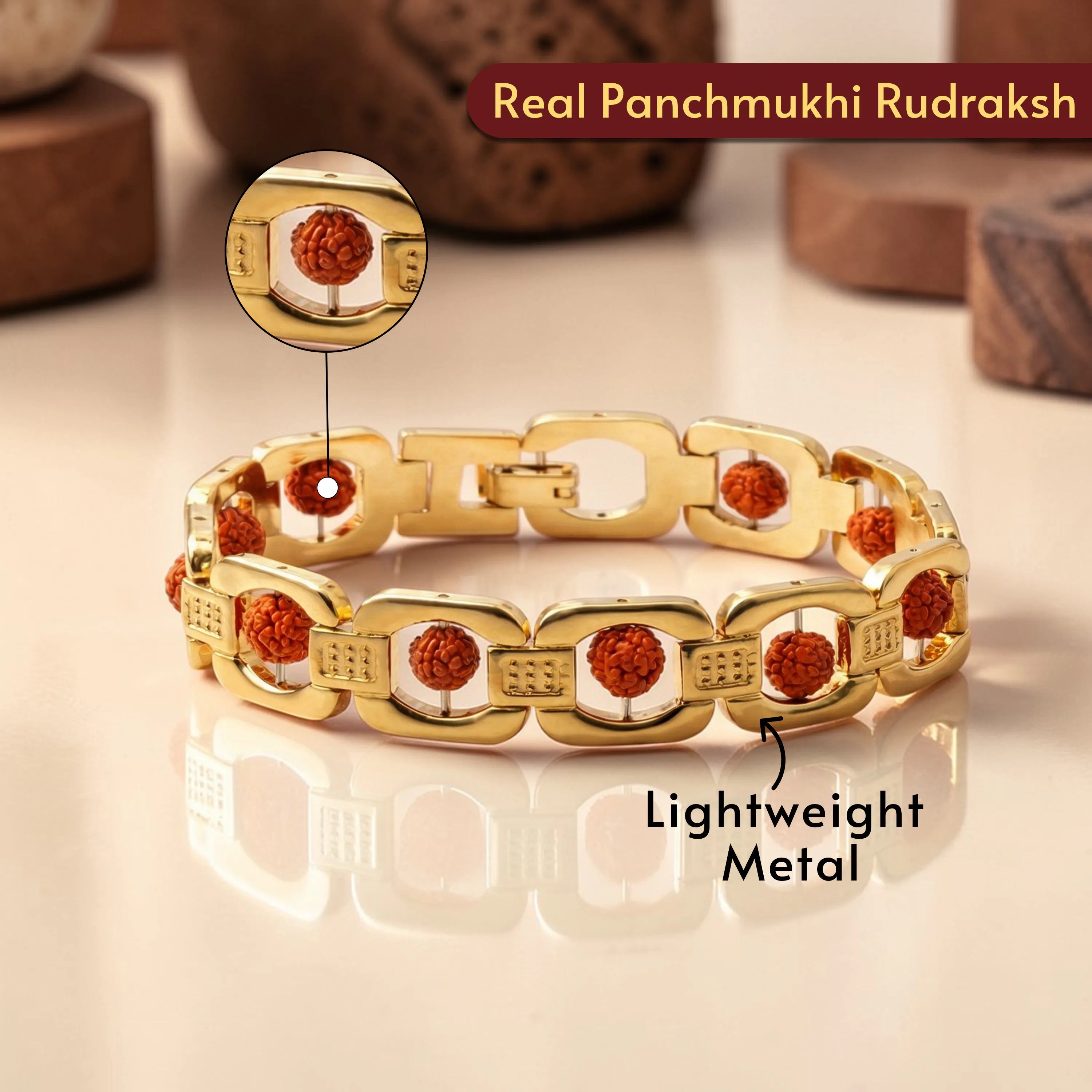 Rudra Shakti Gold Plated Spiritual Bracelet