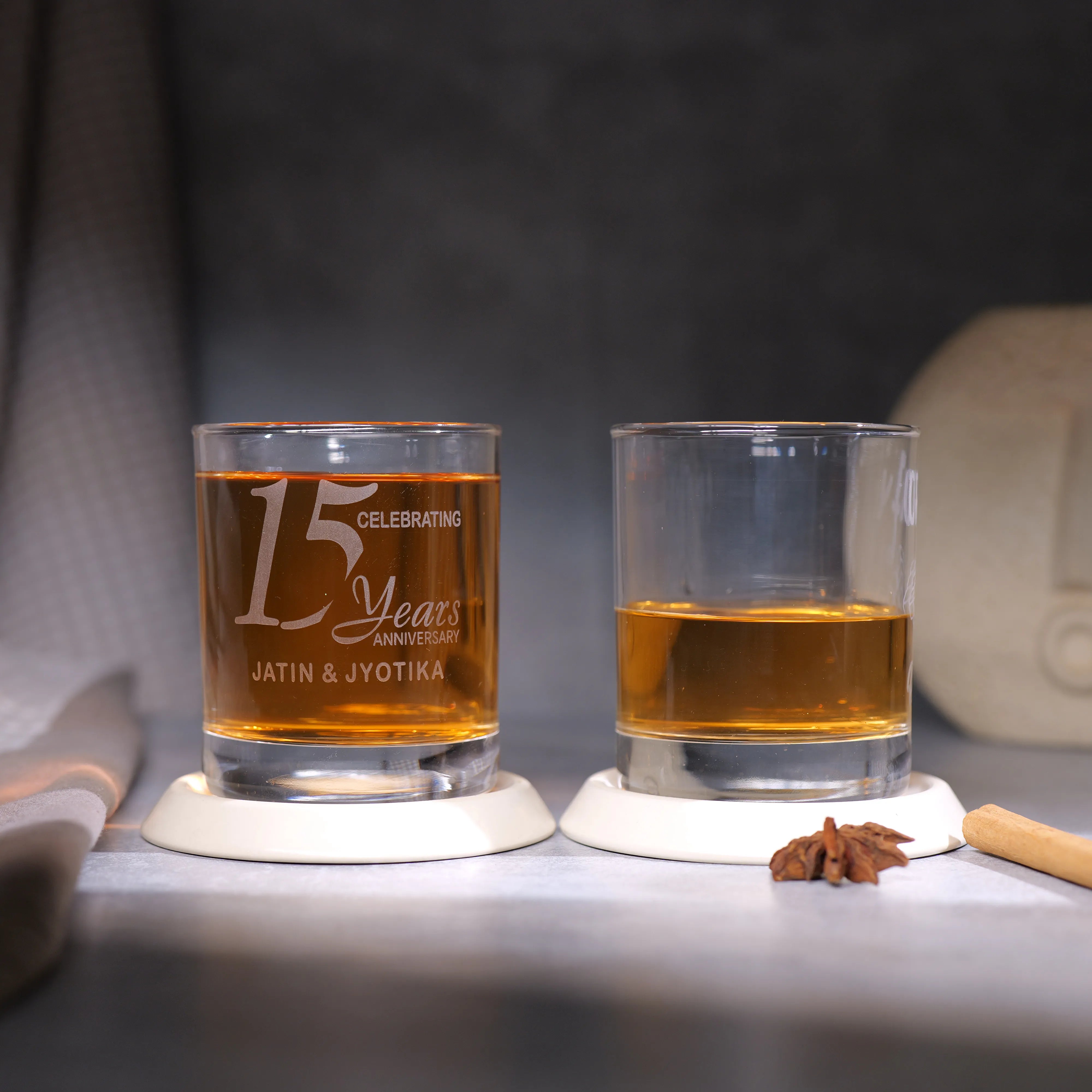 Personalized Celeberation Years Couple Name Whiskey Glass