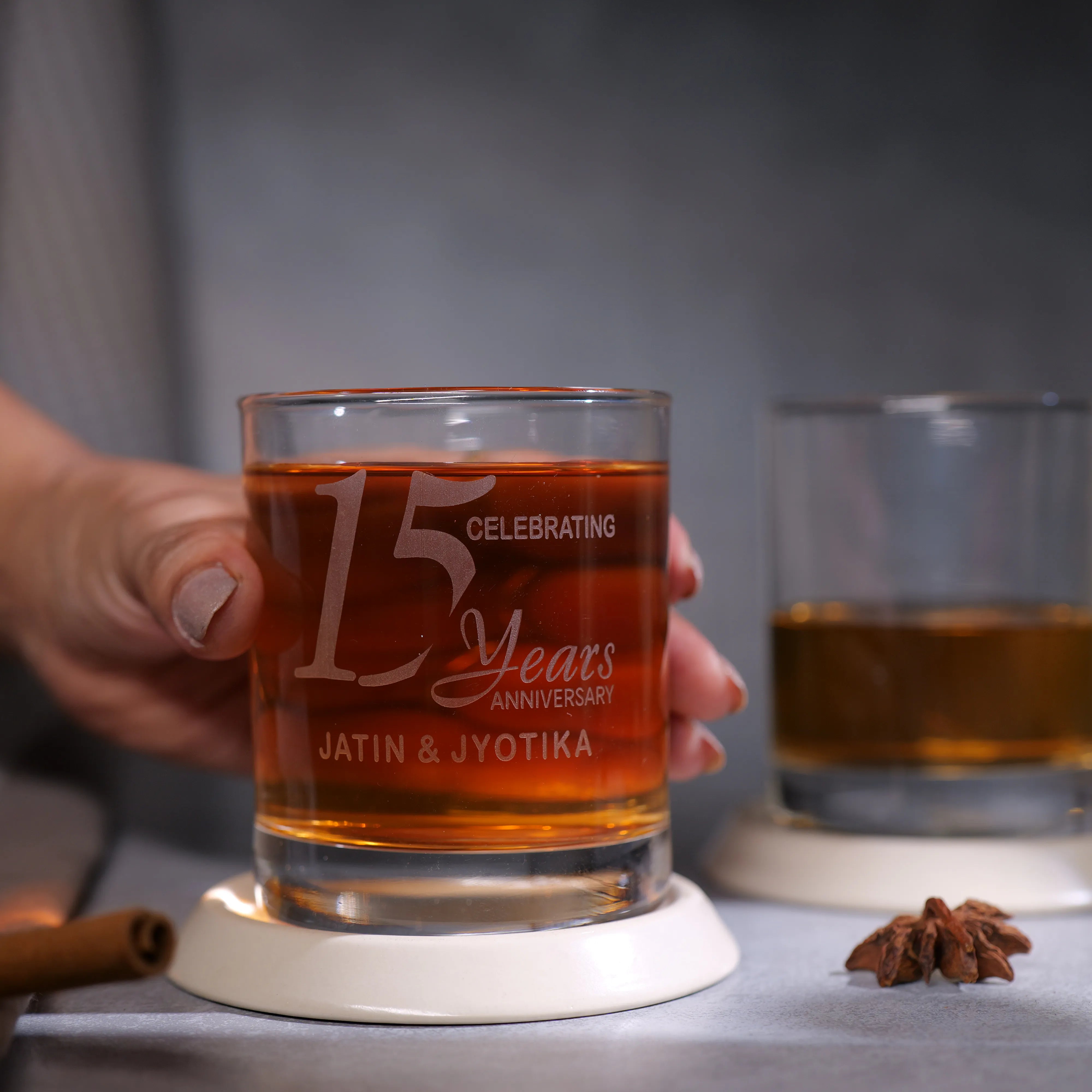 Personalized Celeberation Years Couple Name Whiskey Glass