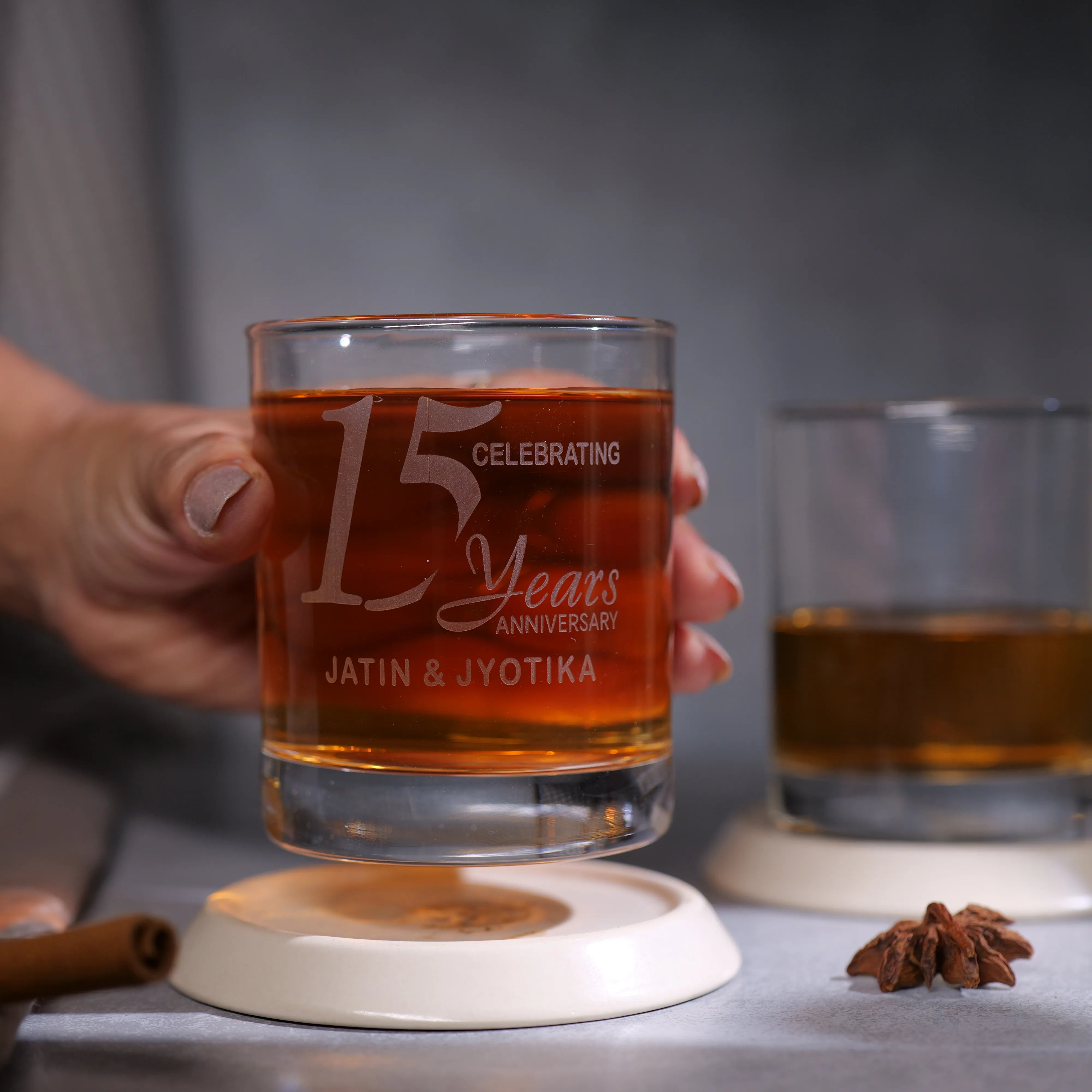 Personalized Celeberation Years Couple Name Whiskey Glass