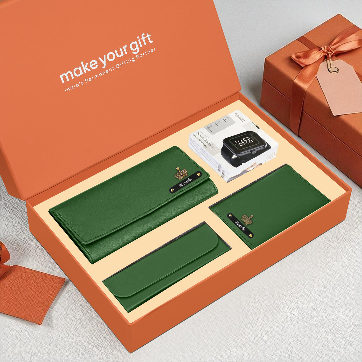 Personalized Clutch, Passport Cover, Eyewear Case & Watch Gift Hamper