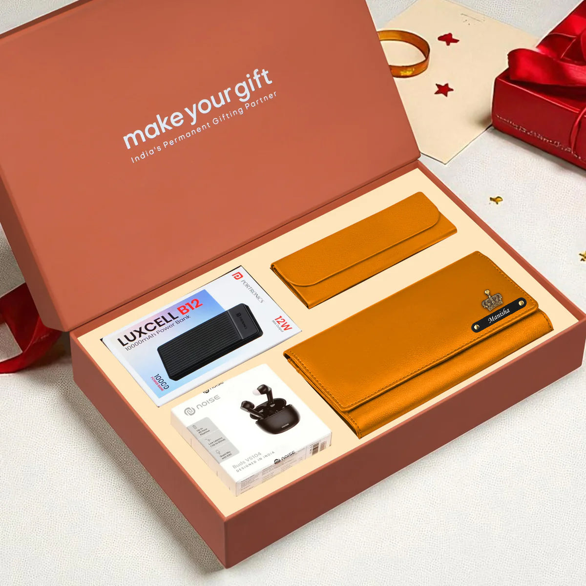 Personalized Clutch Power Bank Earbuds & Eyewear Case Gift Hamper