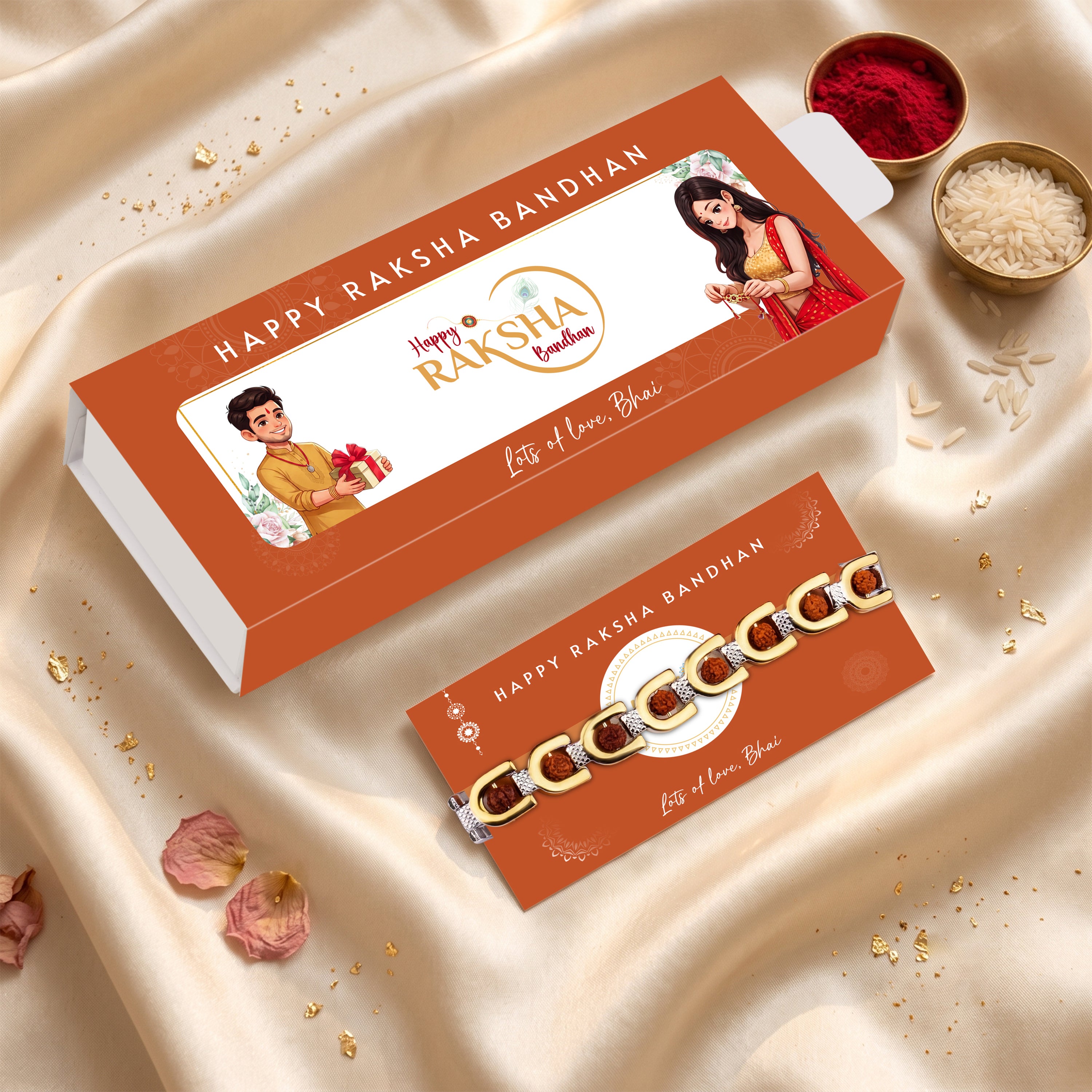 Royale Rudraksh Gold Plated Bracelet Rakhi