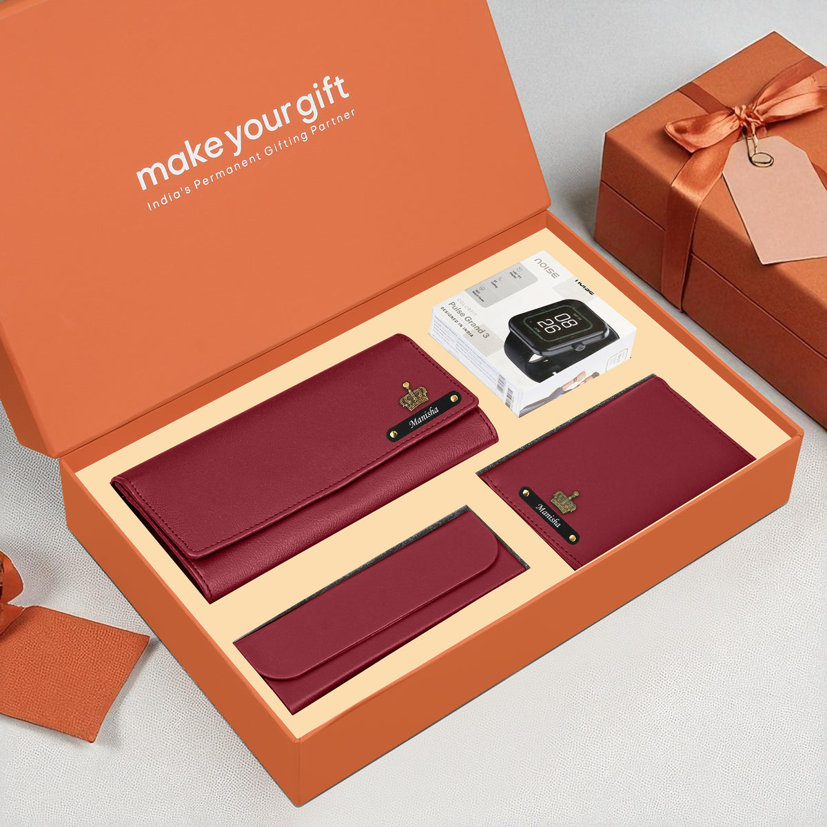 Personalized Clutch, Passport Cover, Eyewear Case & Watch Gift Hamper