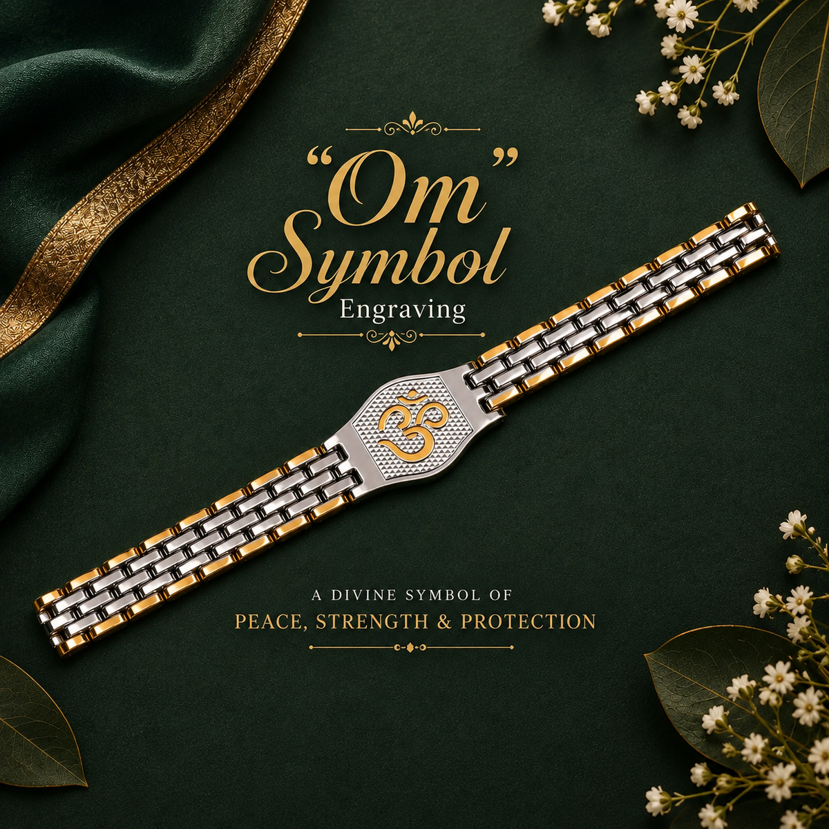 Premium Om Engraved Dual-Color Bracelet