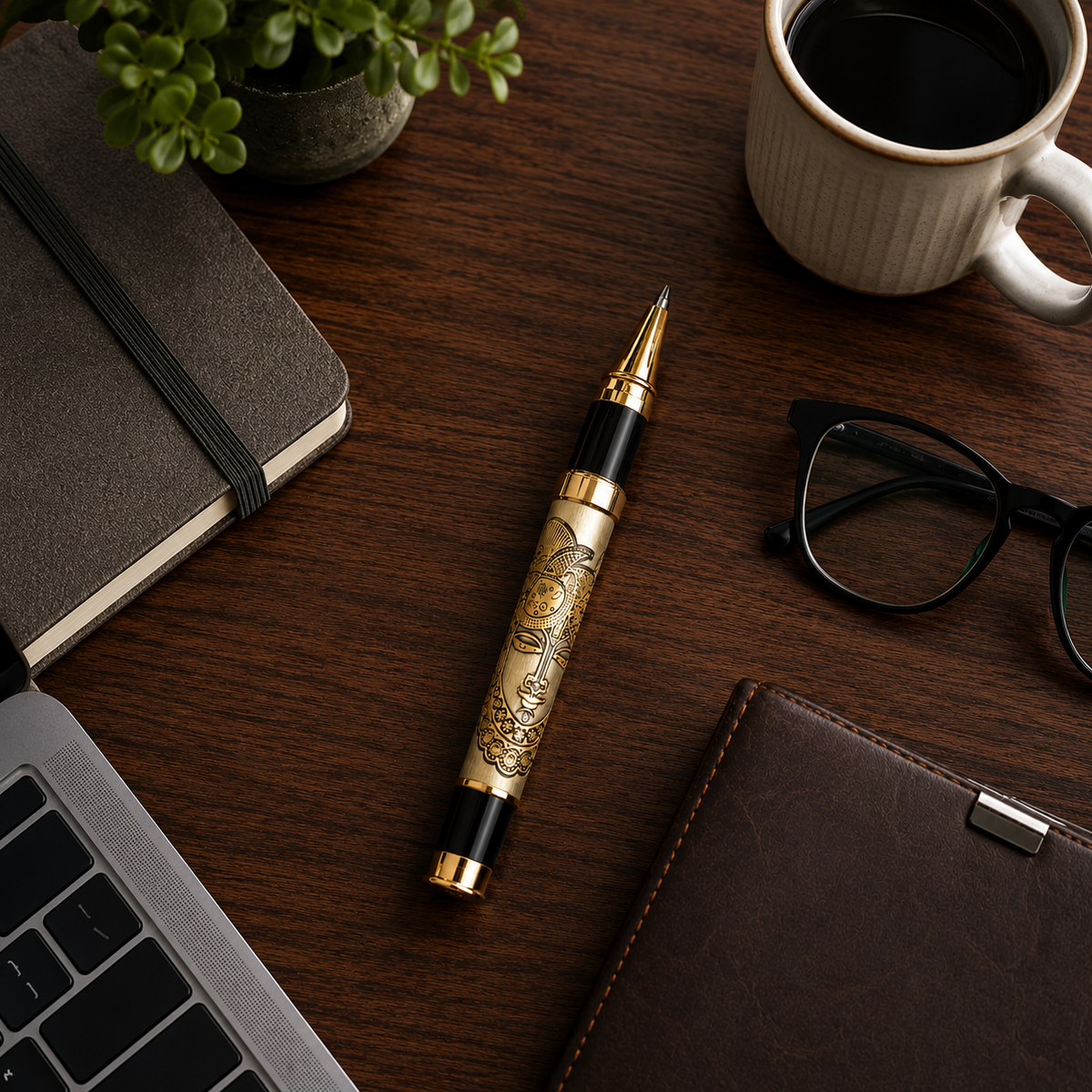 Jai Shree Krishna Premium Etched Metal Roller Pen