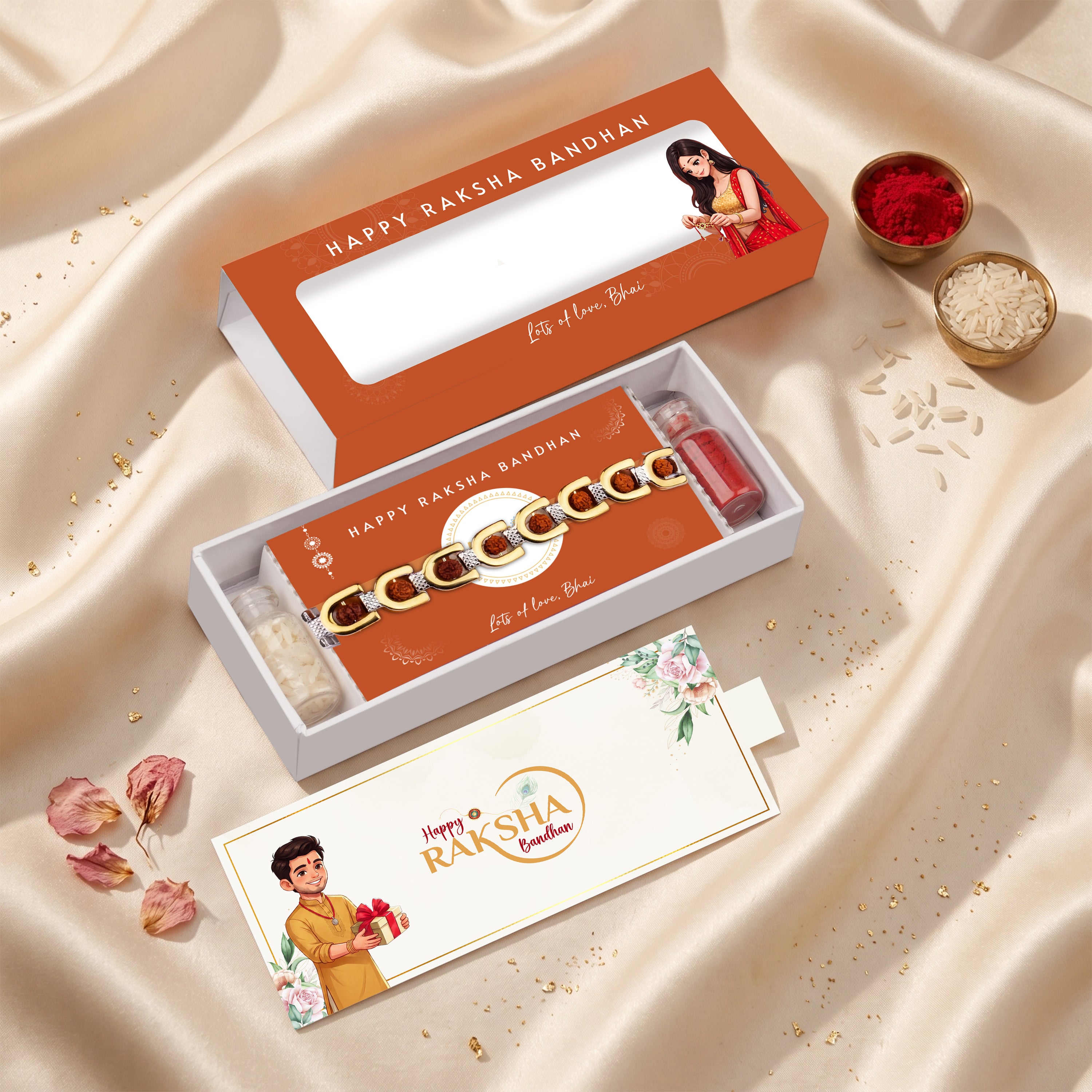Royale Rudraksh Gold Plated Bracelet Rakhi