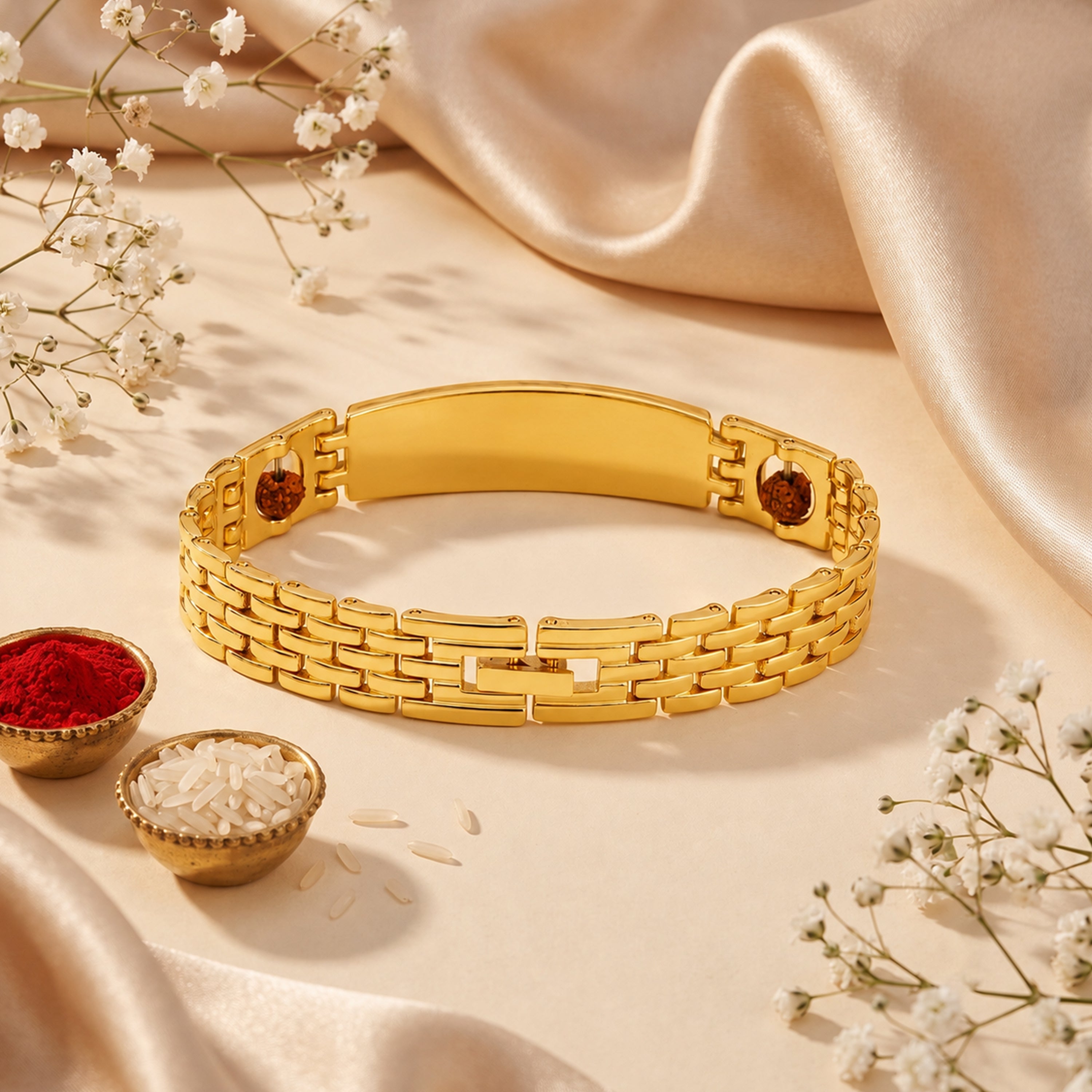 Personalized Bracelet Rudraksh Rakhi With Gift Box