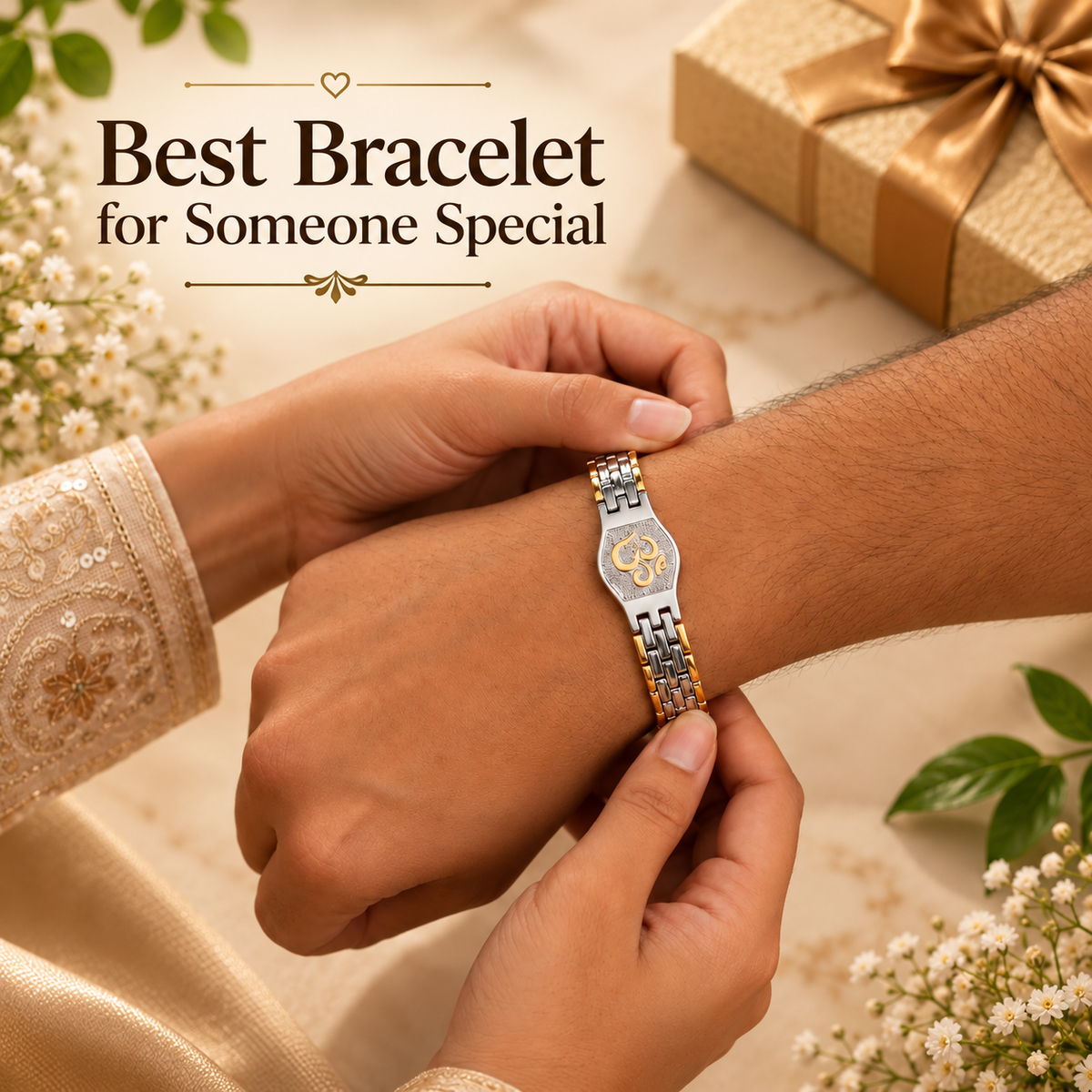 Premium Om Engraved Dual-Color Bracelet