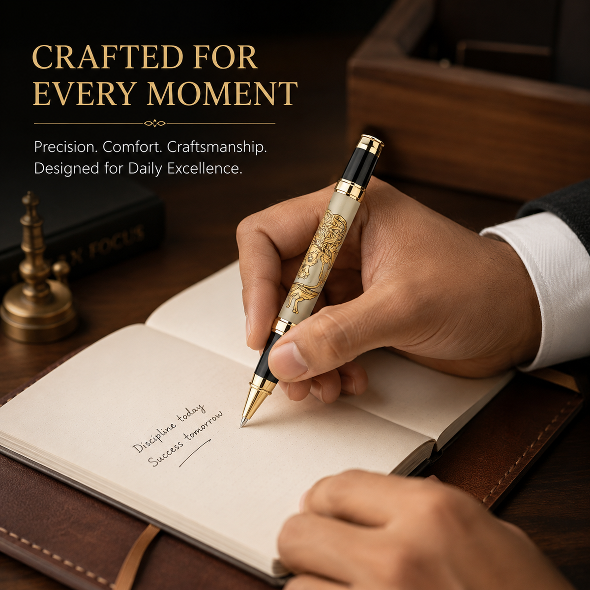 Divine Ink Bhagwat Geeta Updesh Premium Etched Metal Roller Pen