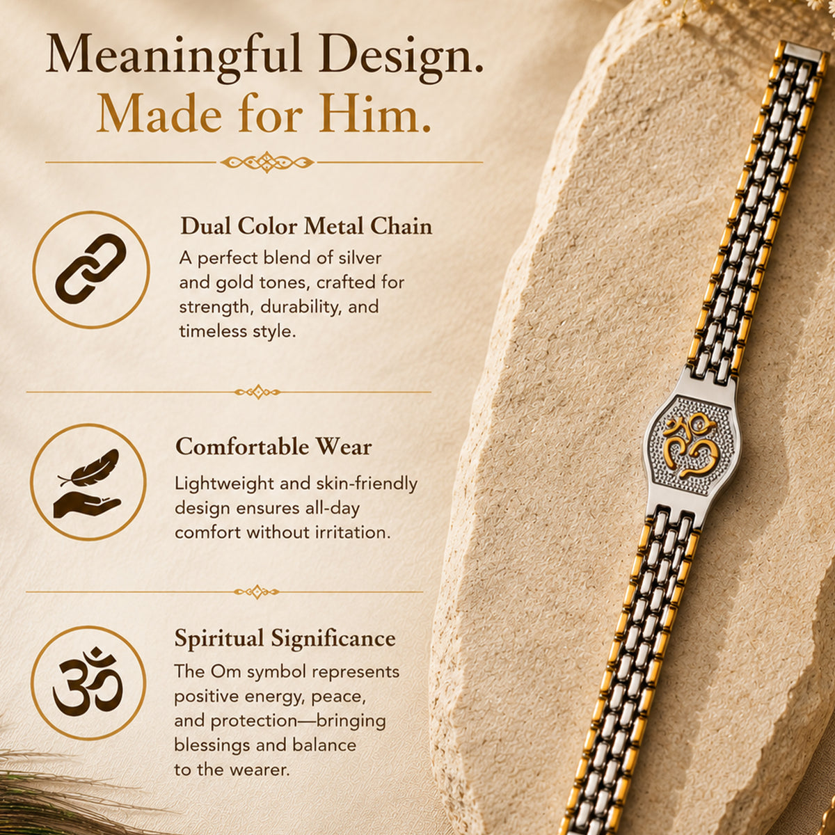 Premium Om Engraved Dual-Color Bracelet