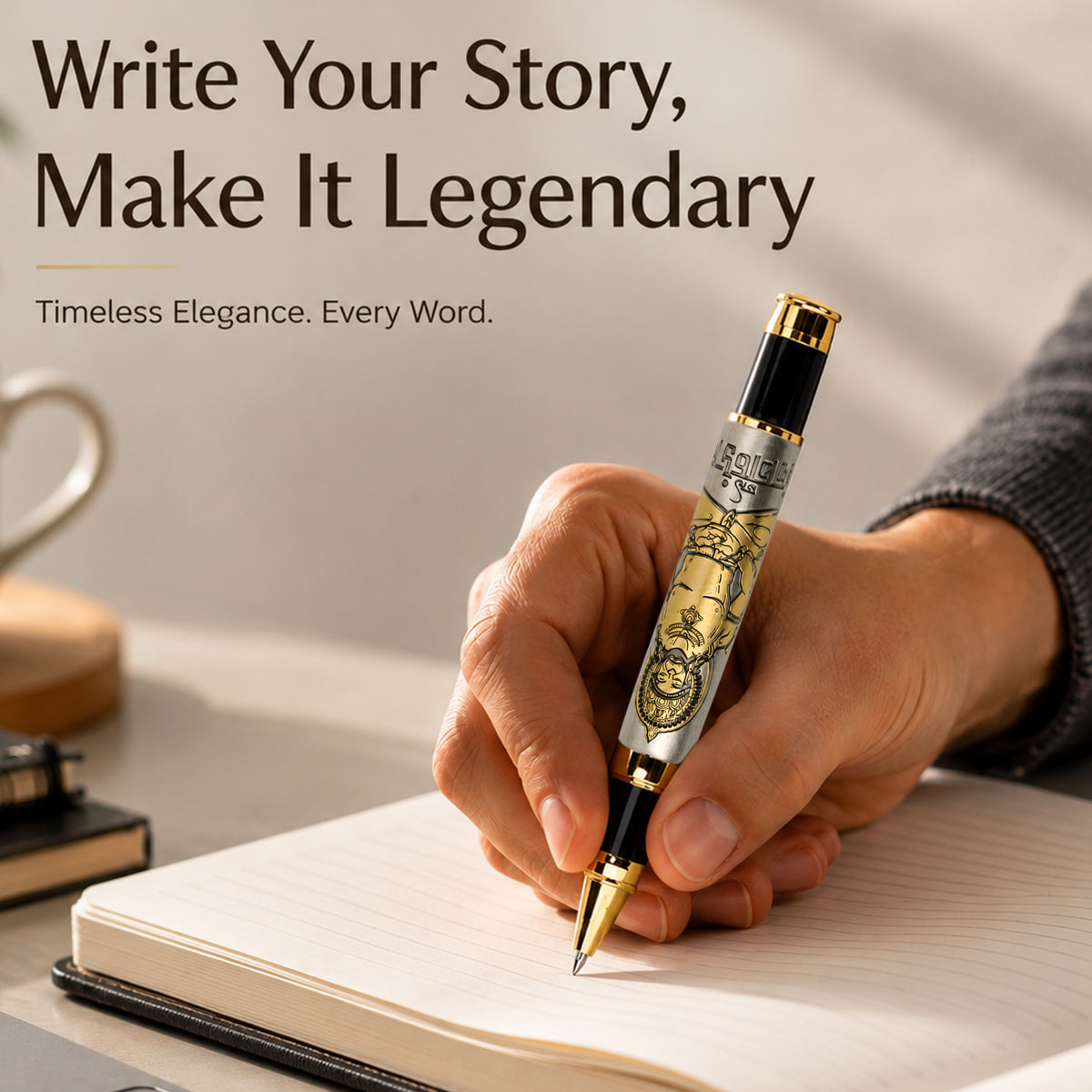 Divine Ink Bajrangbali Edition Premium Etched Metal Roller Pen