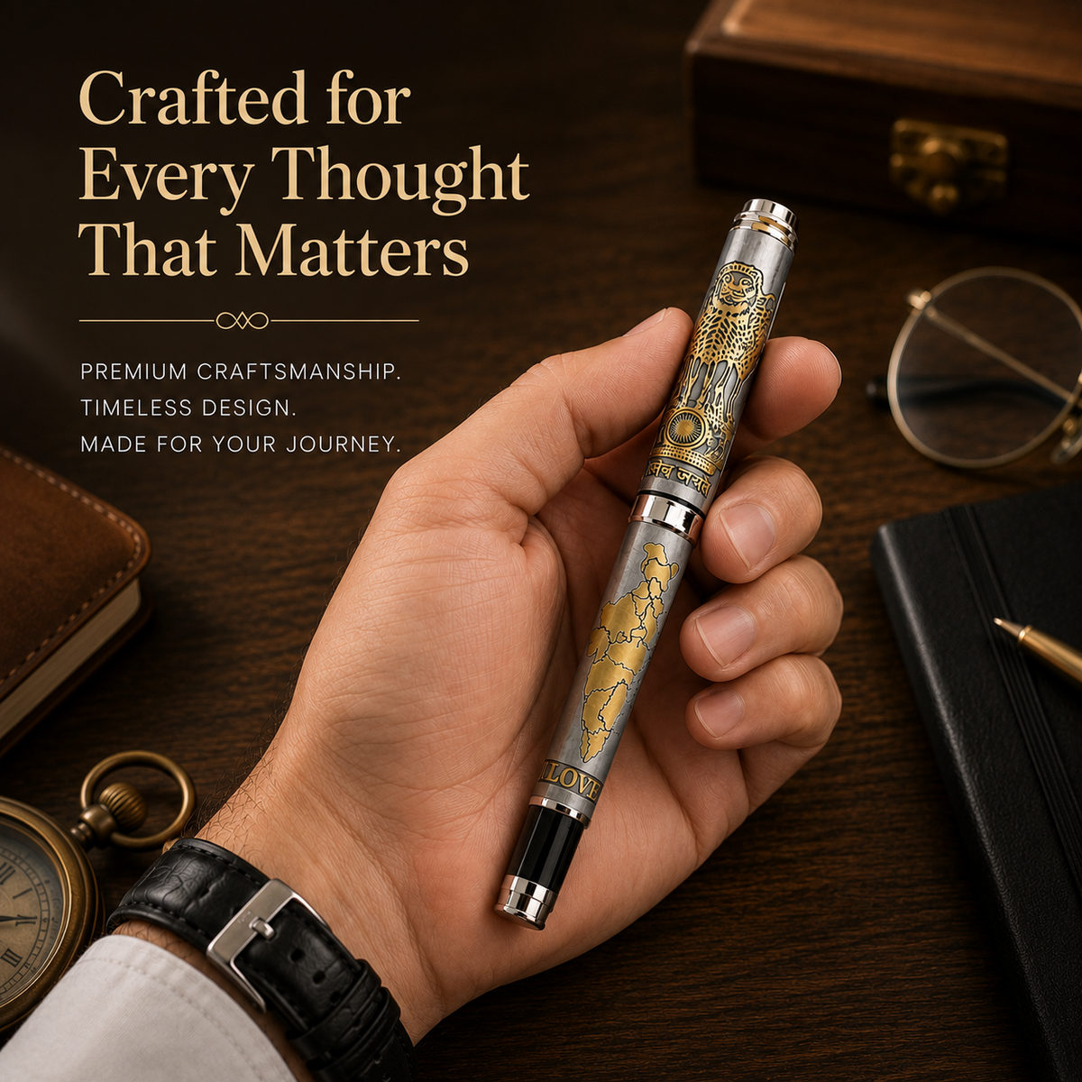 I Love India Premium Etched Metal Roller Pen