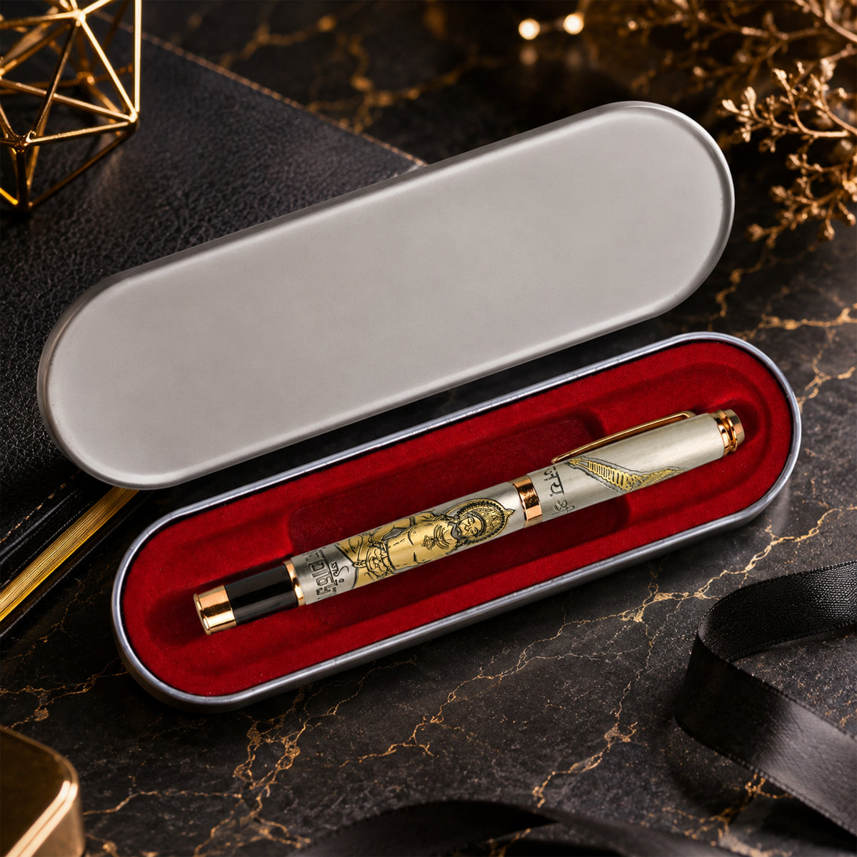 Divine Ink Bajrangbali Edition Premium Etched Metal Roller Pen
