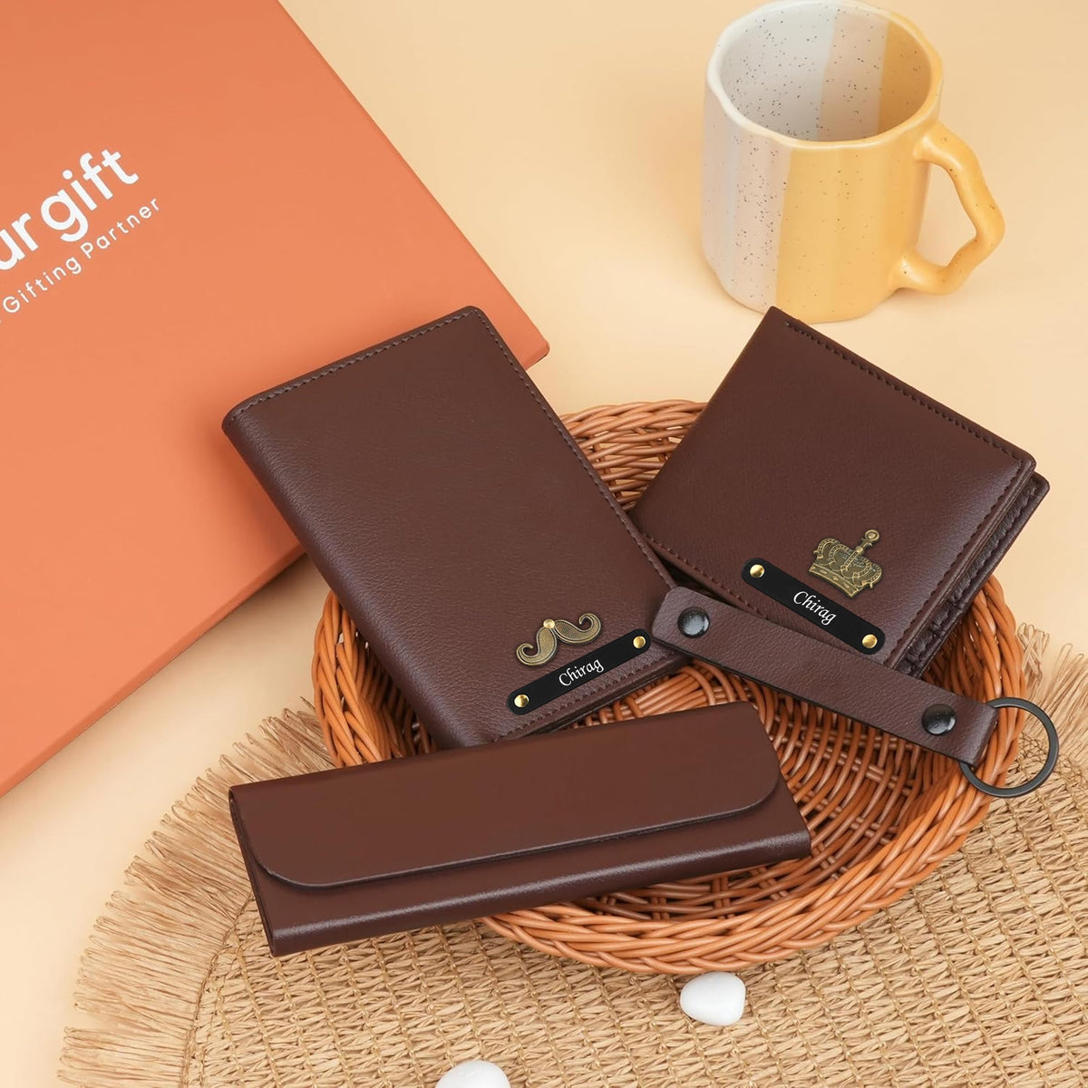 Personalized Wallet Keychain Eyewear Case & Passport Cover Gift Hamper