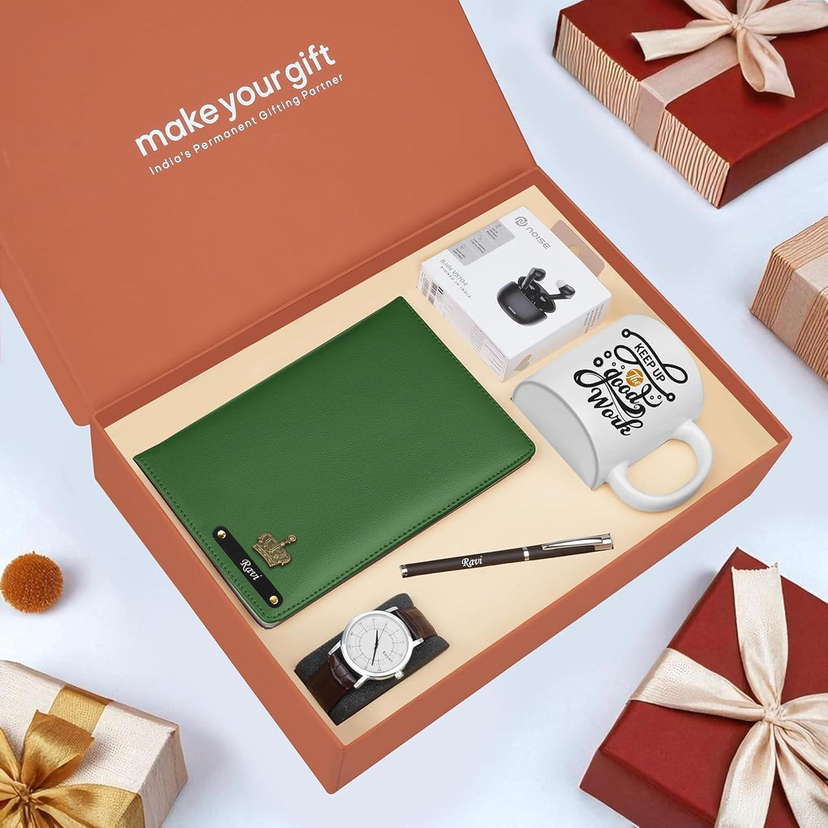 Personalized Diary Pen Earbuds Watch & Mug Gift Hamper