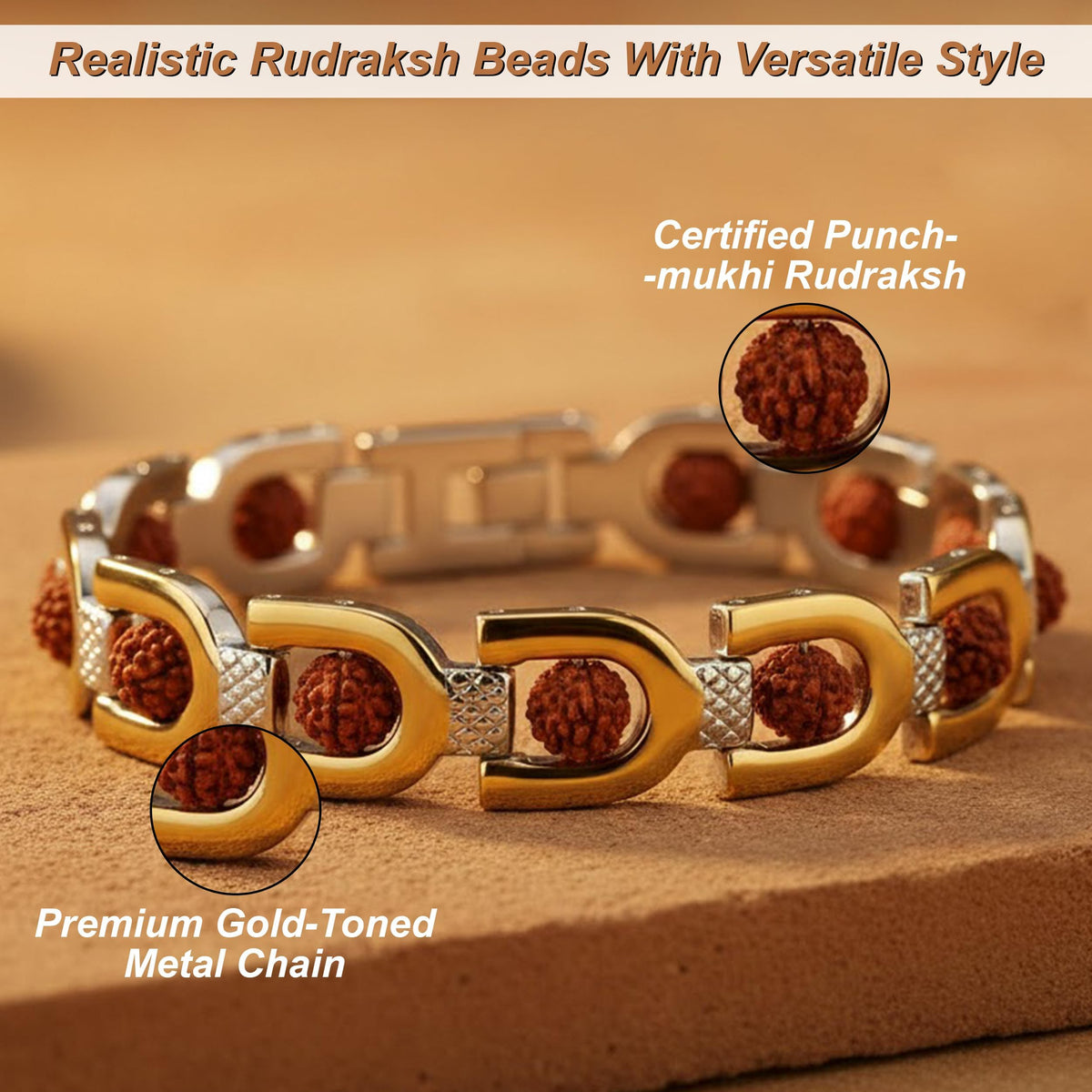 Royale Rudraksh Premium Gold Plated Bracelet